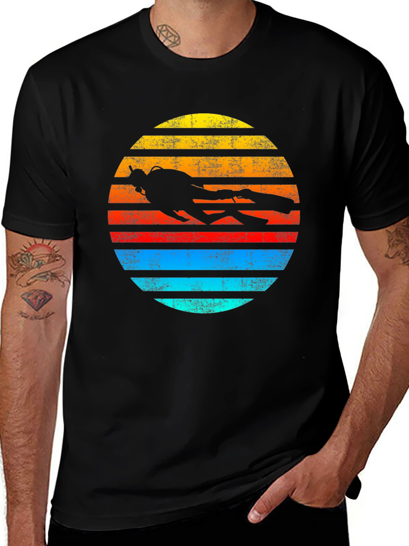 Variant 20 of Retro Diver Graphic T-Shirt - Vintage Scuba Diving Design