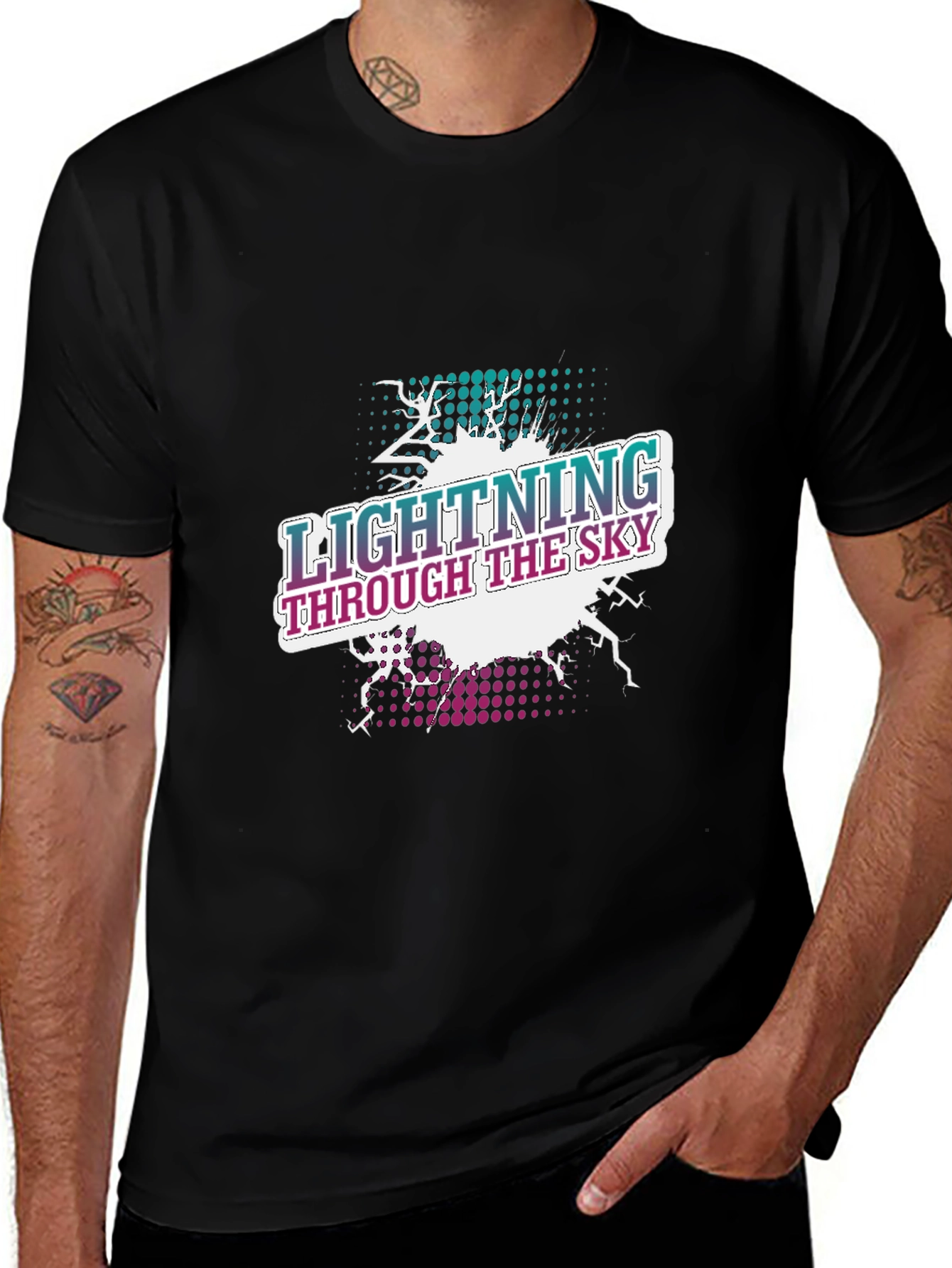 Variant 21 of Lightning Through the Sky Graphic Tee - Black