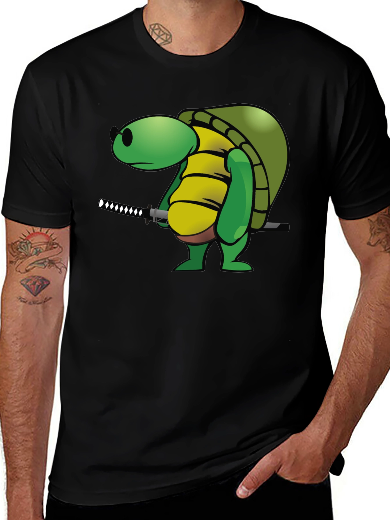 Variant 22 of Ninja Turtle T-Shirt - Black Cotton Graphic Tee