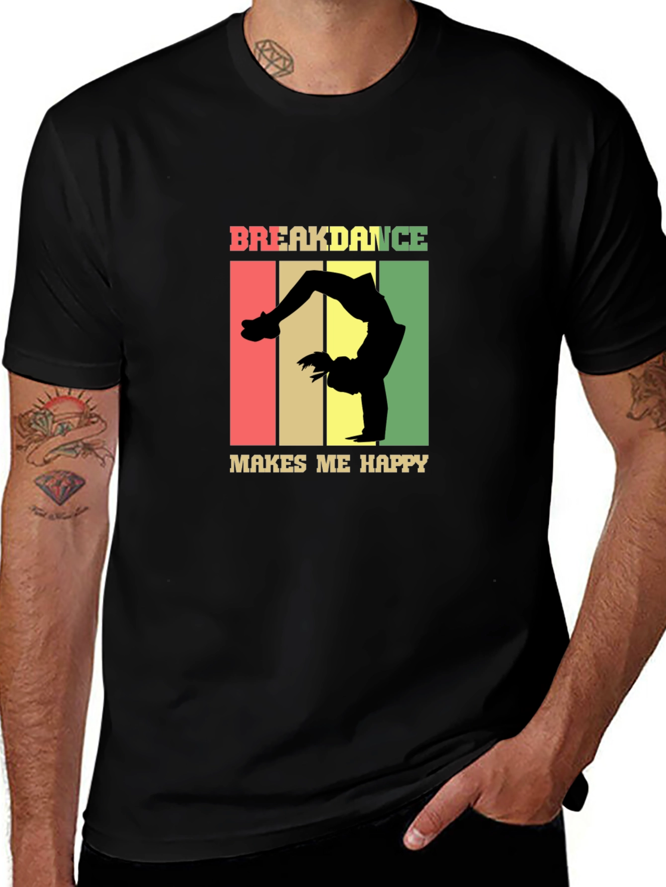 Variant 23 of Breakdance Makes Me Happy Black Graphic Tee