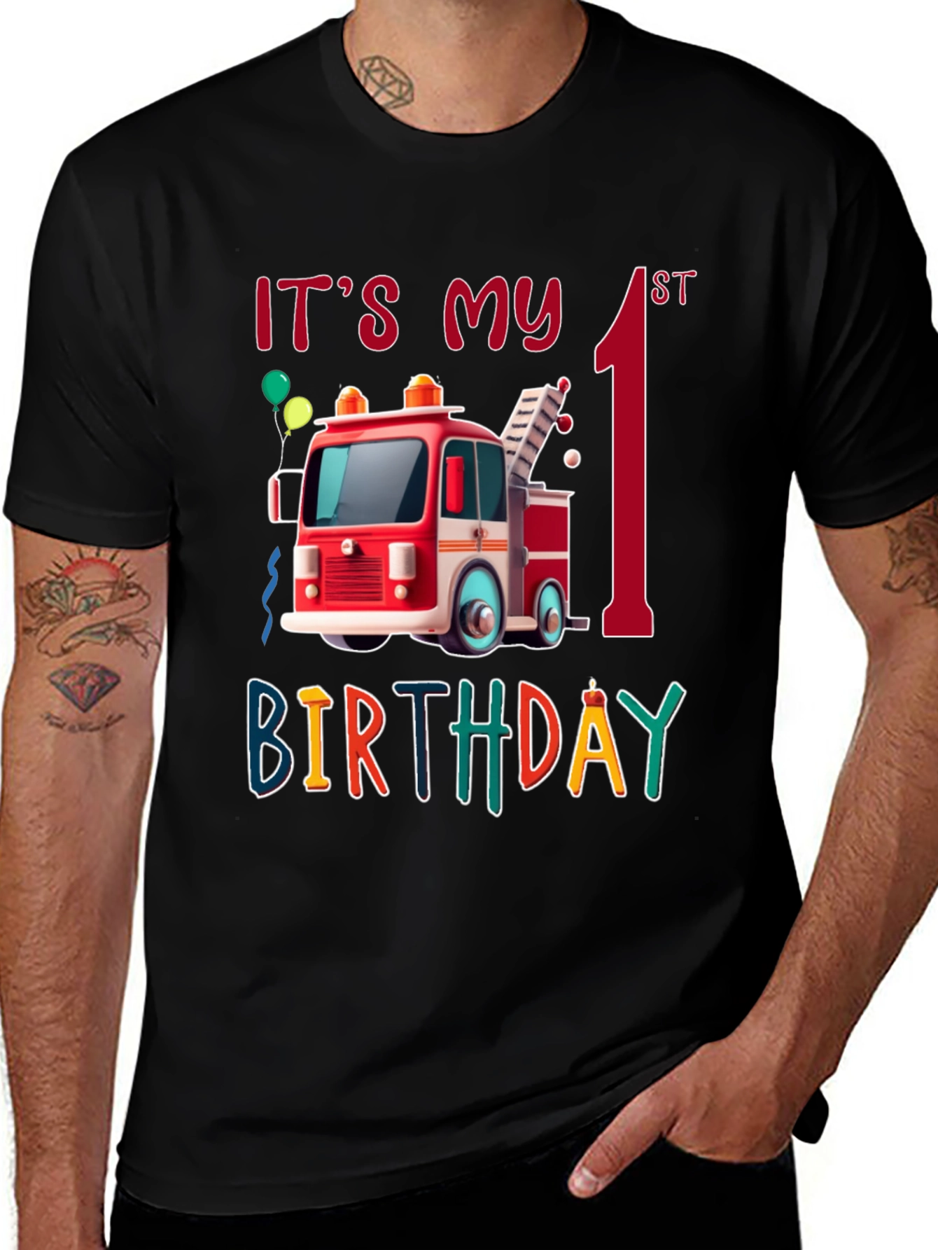 Variant 28 of It's My 1st Birthday Firetruck Shirt