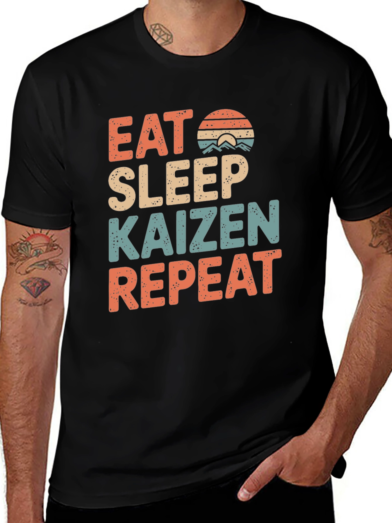 Eat Sleep Kaizen Repeat Graphic Tee - Retro Style