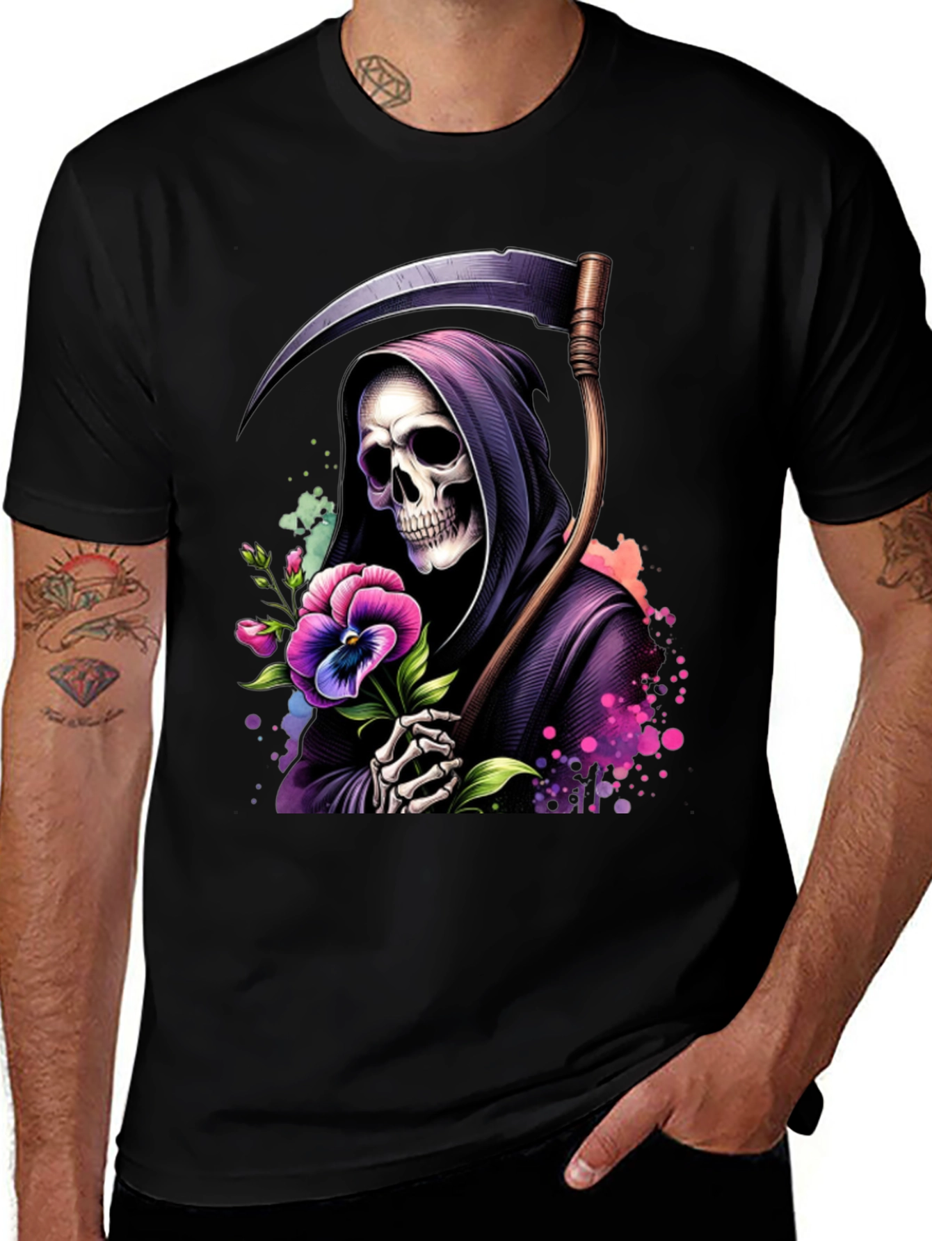 Variant 26 of Grim Reaper Floral T-Shirt - Dark Humor