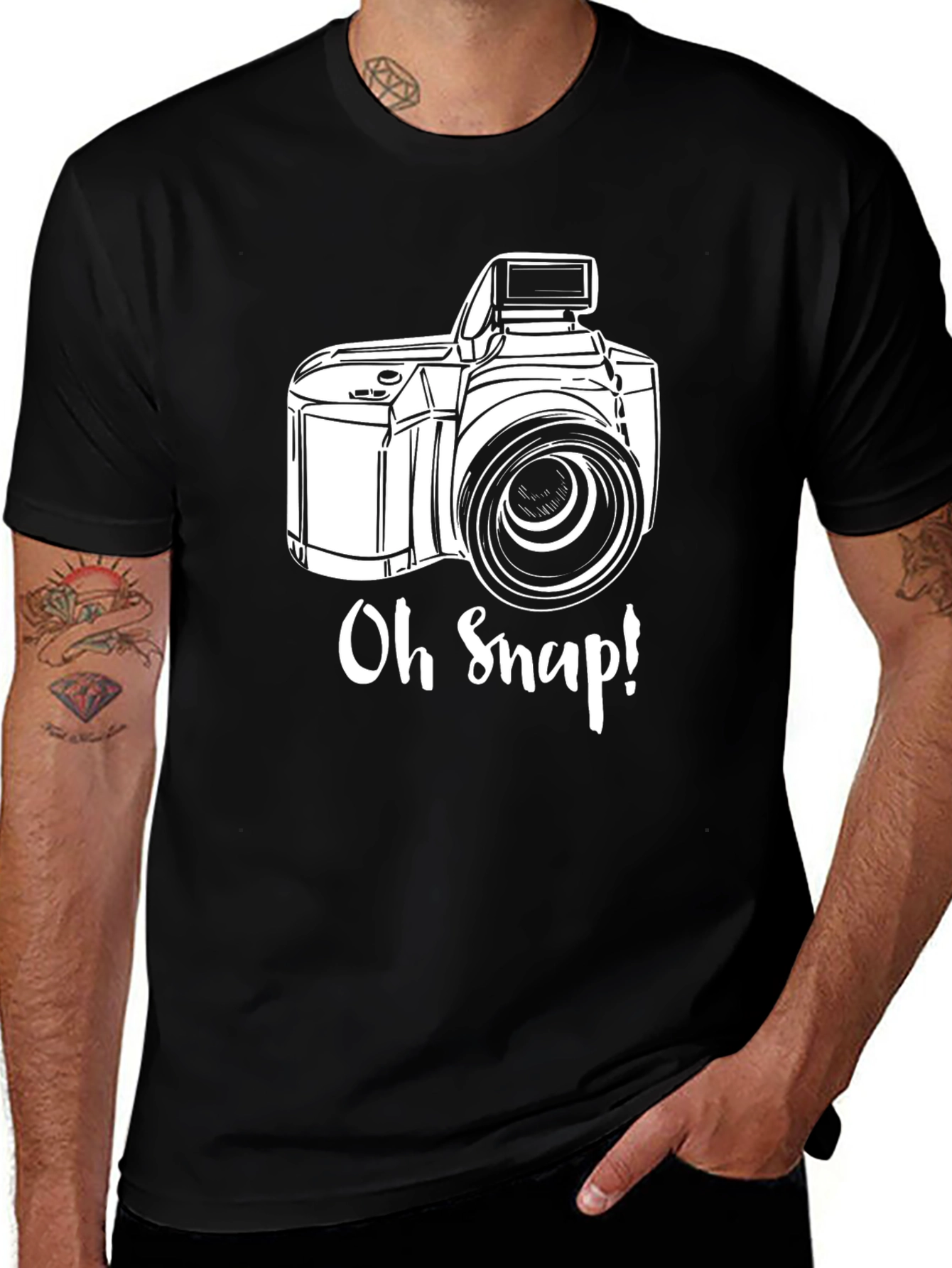 Variant 6 of Oh Snap! Camera Graphic Black T-Shirt