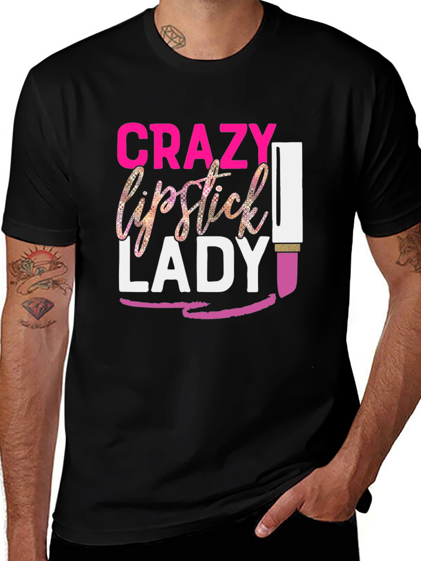Variant 17 of Crazy Lipstick Lady Black Graphic Tee