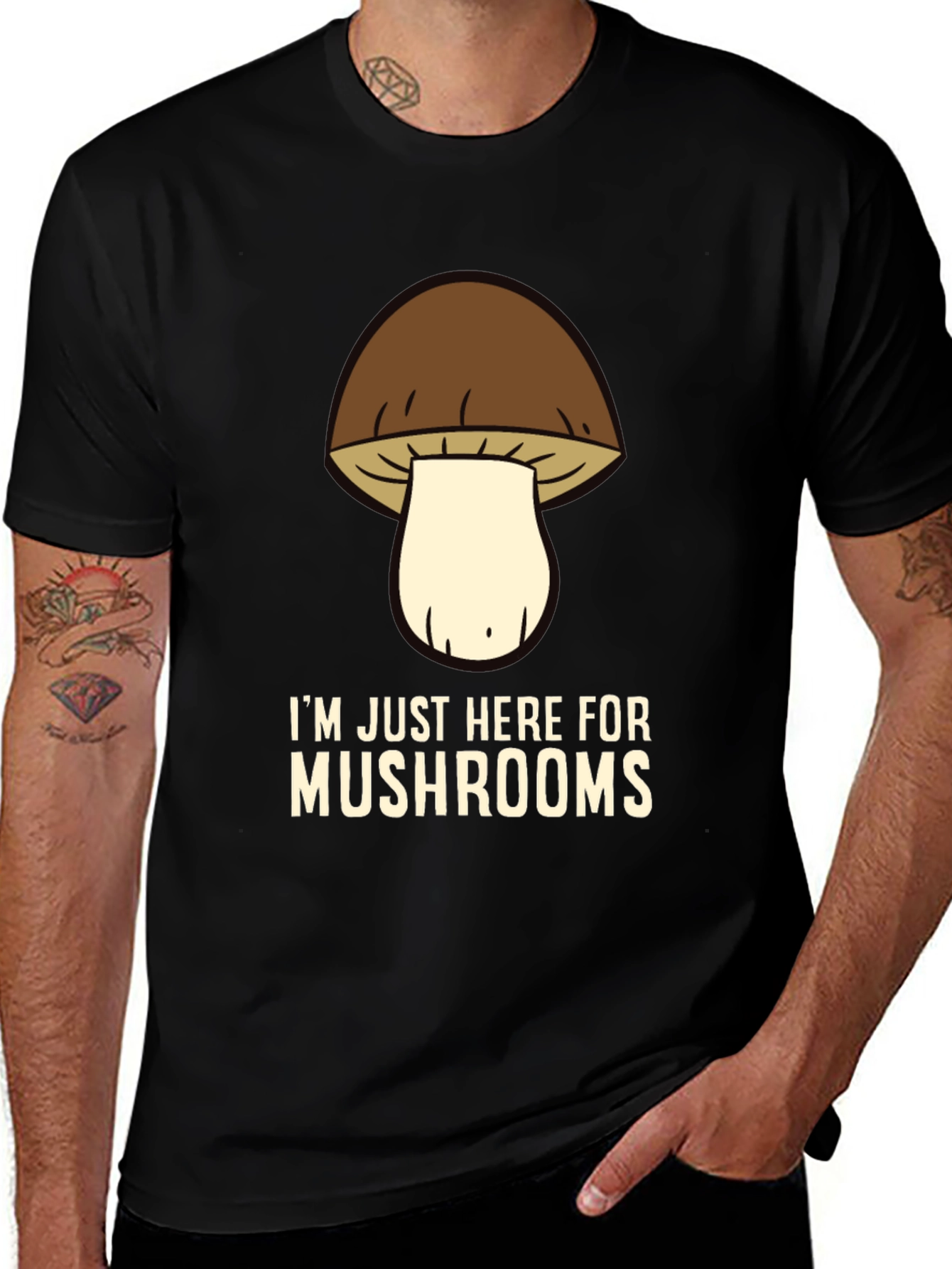 Variant 16 of Mushroom Graphic Tee - 'Just Here For Mushrooms'