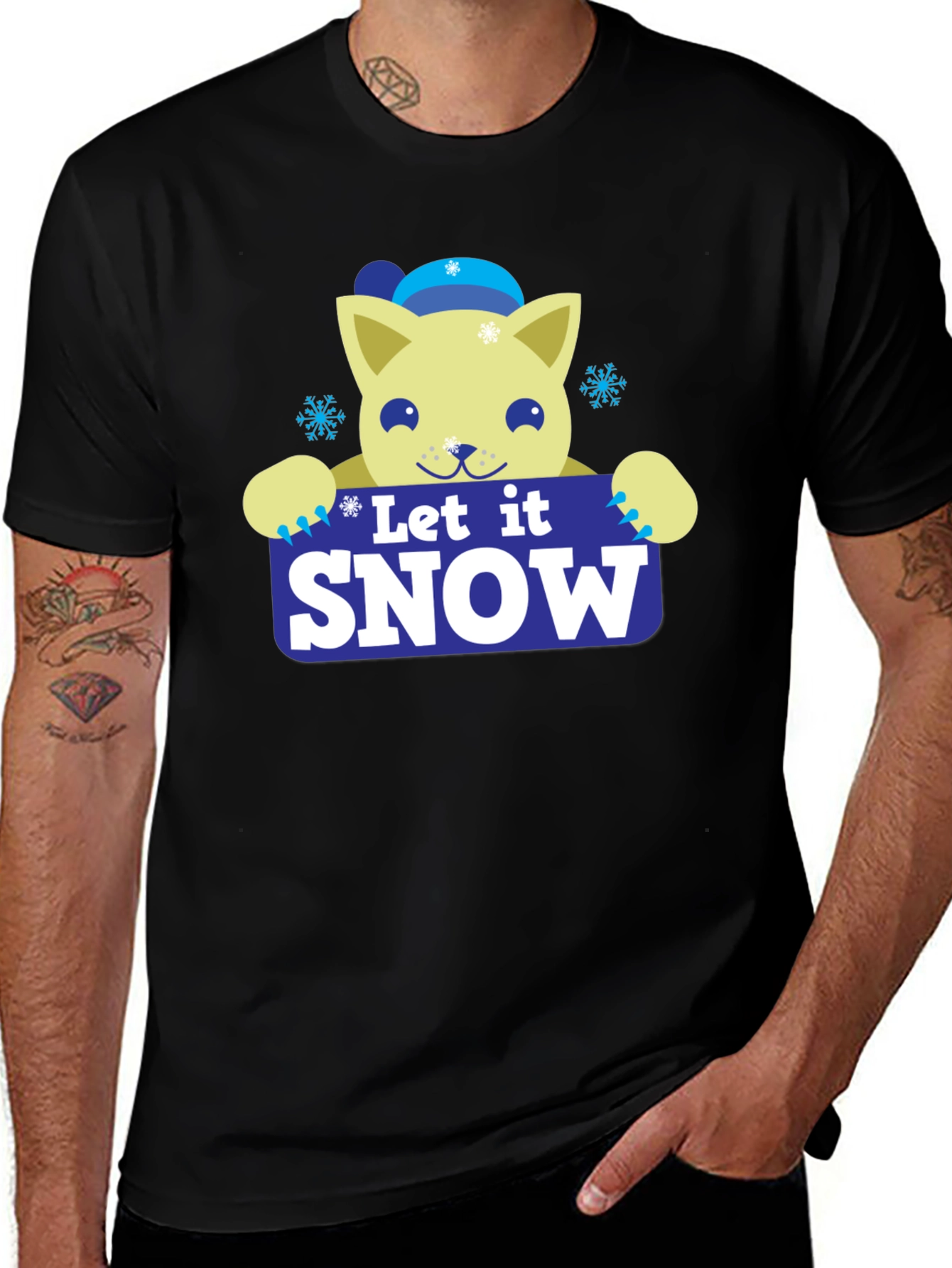 Cute "Let It Snow" Cartoon Cat T-Shirt