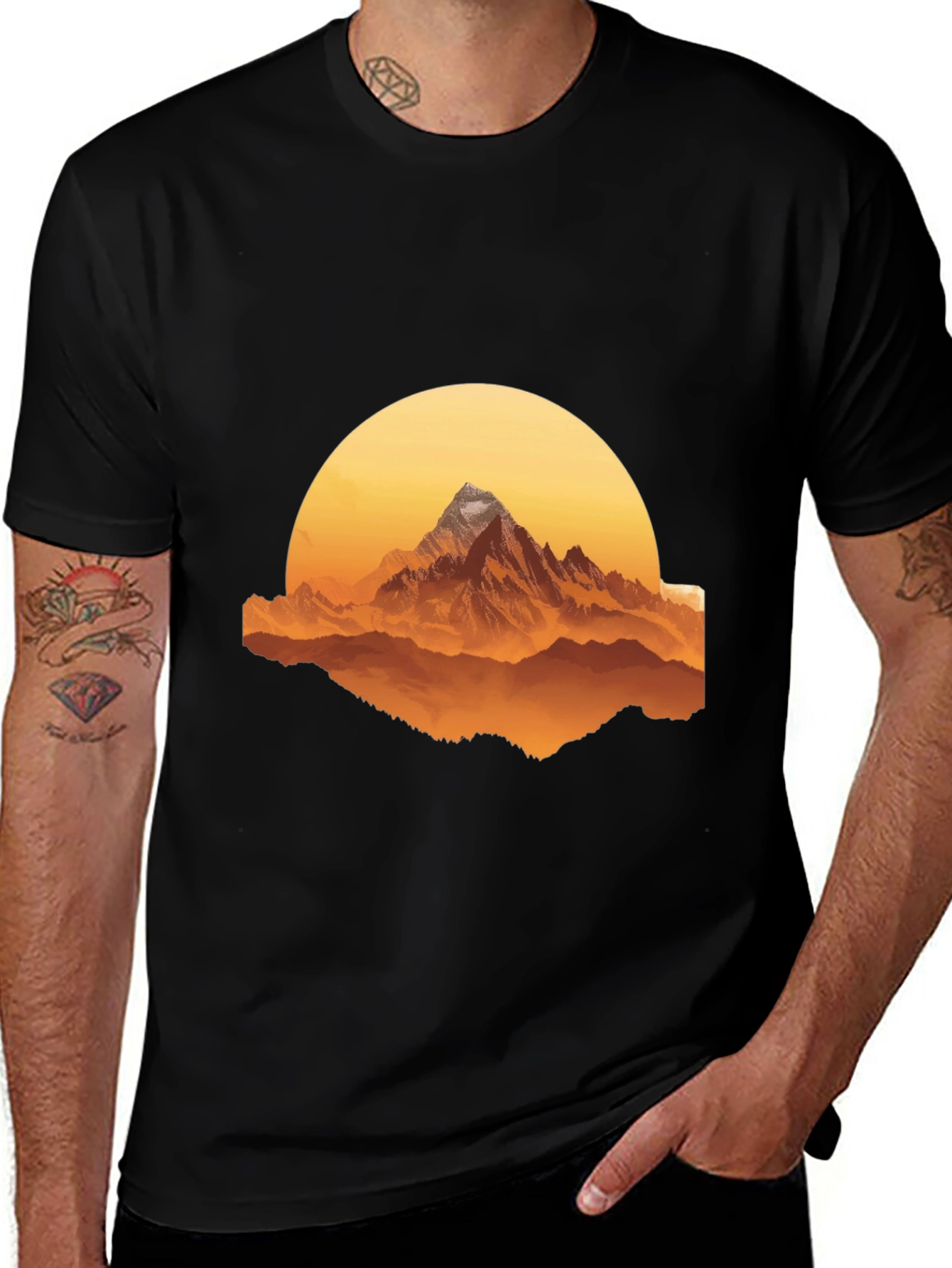 Variant 18 of Mountain Sunset Graphic Tee - Soft Black T-Shirt