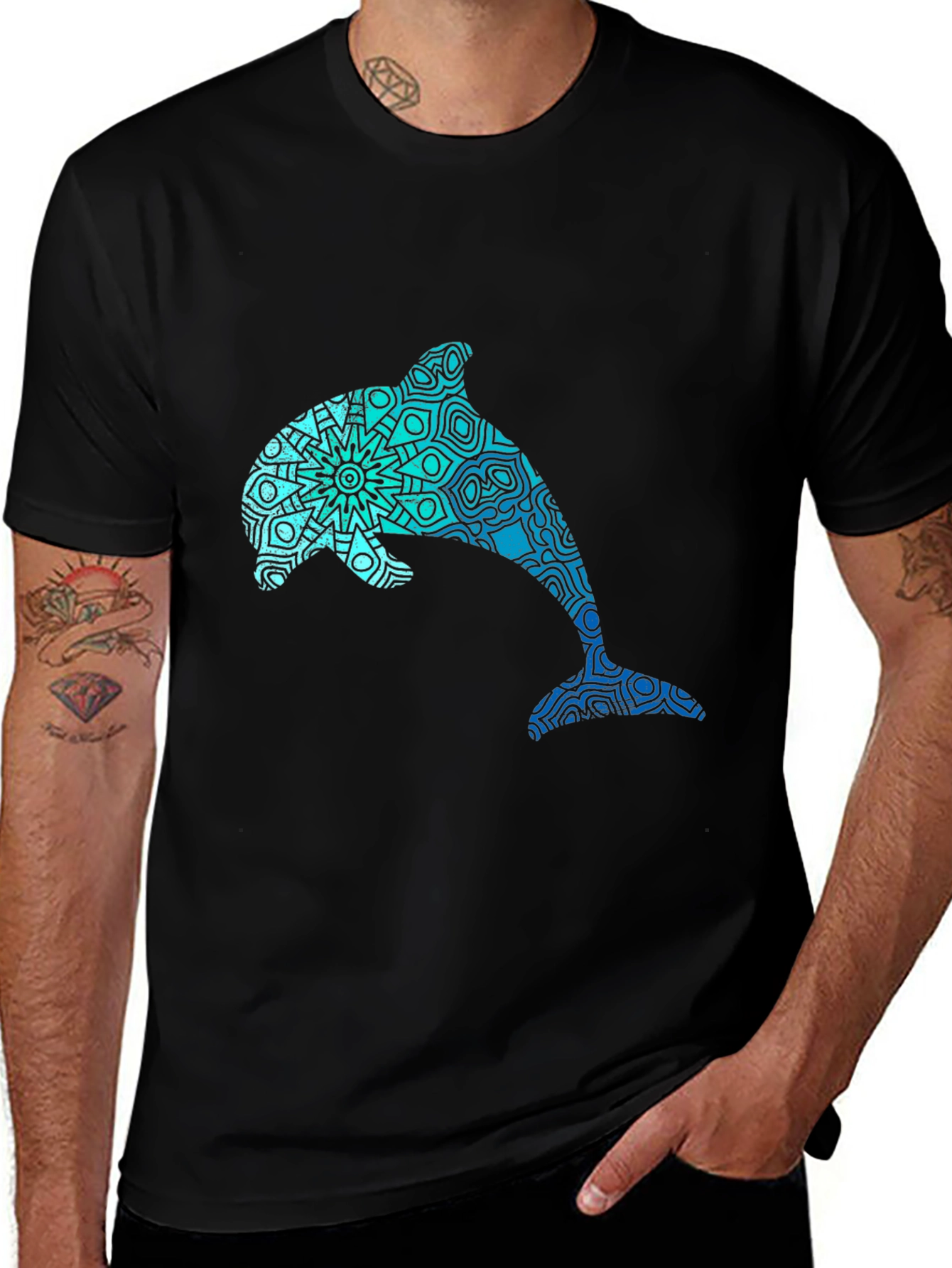 Variant 21 of Dolphin Mandala Graphic Tee
