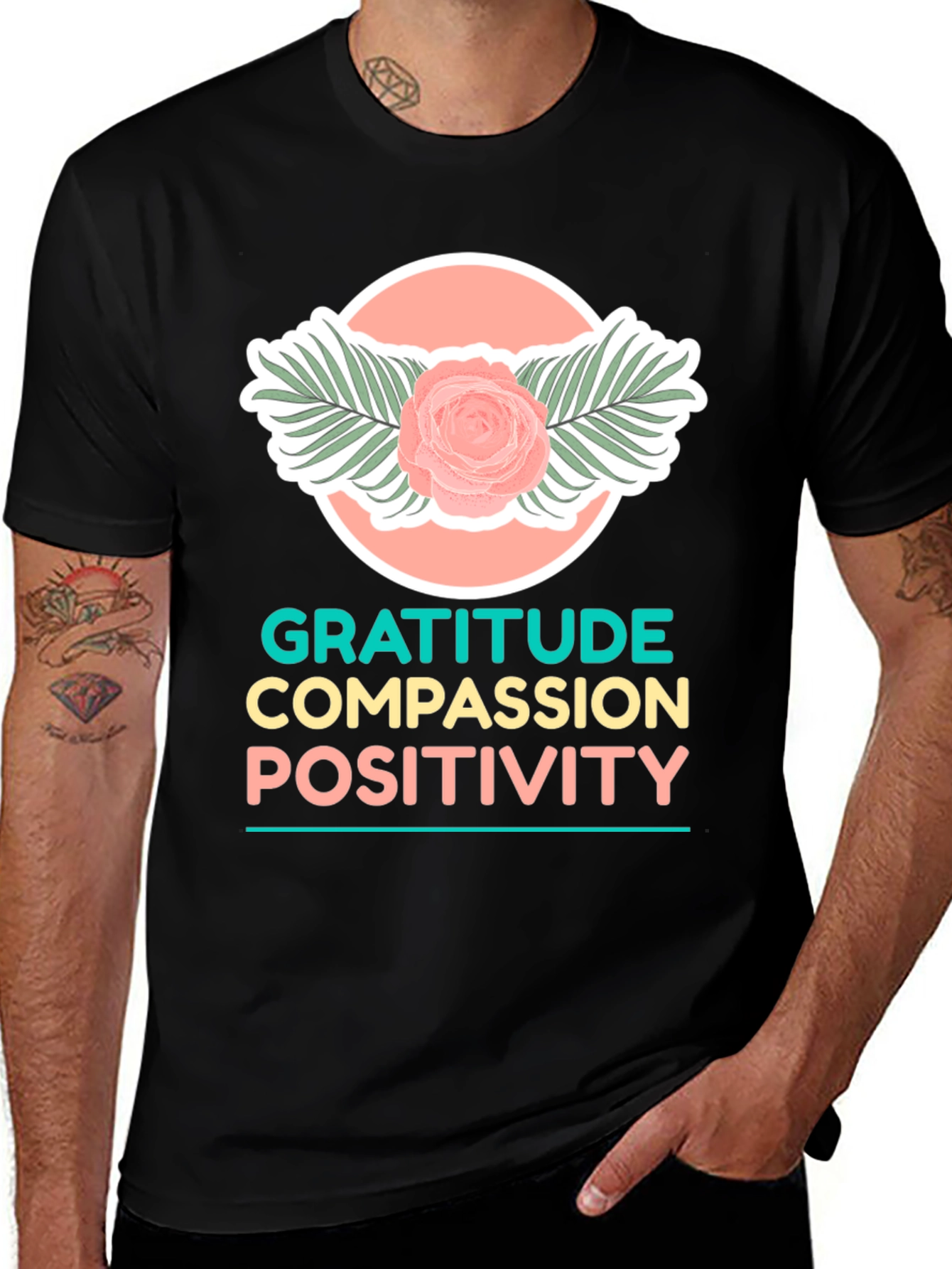 Variant 18 of Gratitude Compassion Positivity Graphic Tee