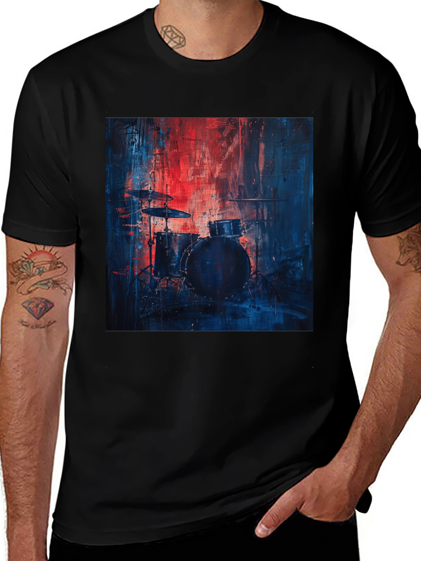 Variant 10 of Abstract Drum Kit Black T-Shirt