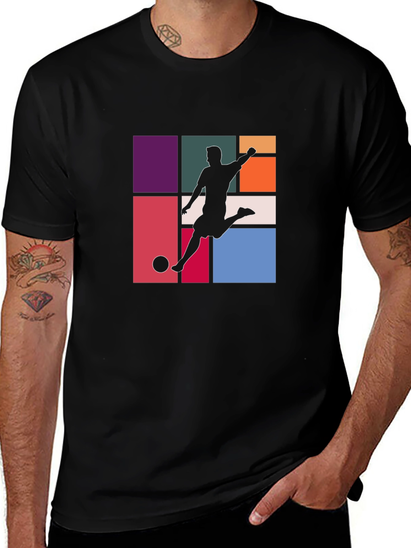 Soccer Silhouette Graphic Tee - Men's Black T-Shirt
