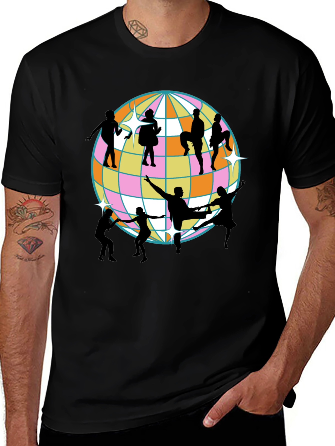 Variant 8 of Retro Disco Dancer Graphic Tee - Black