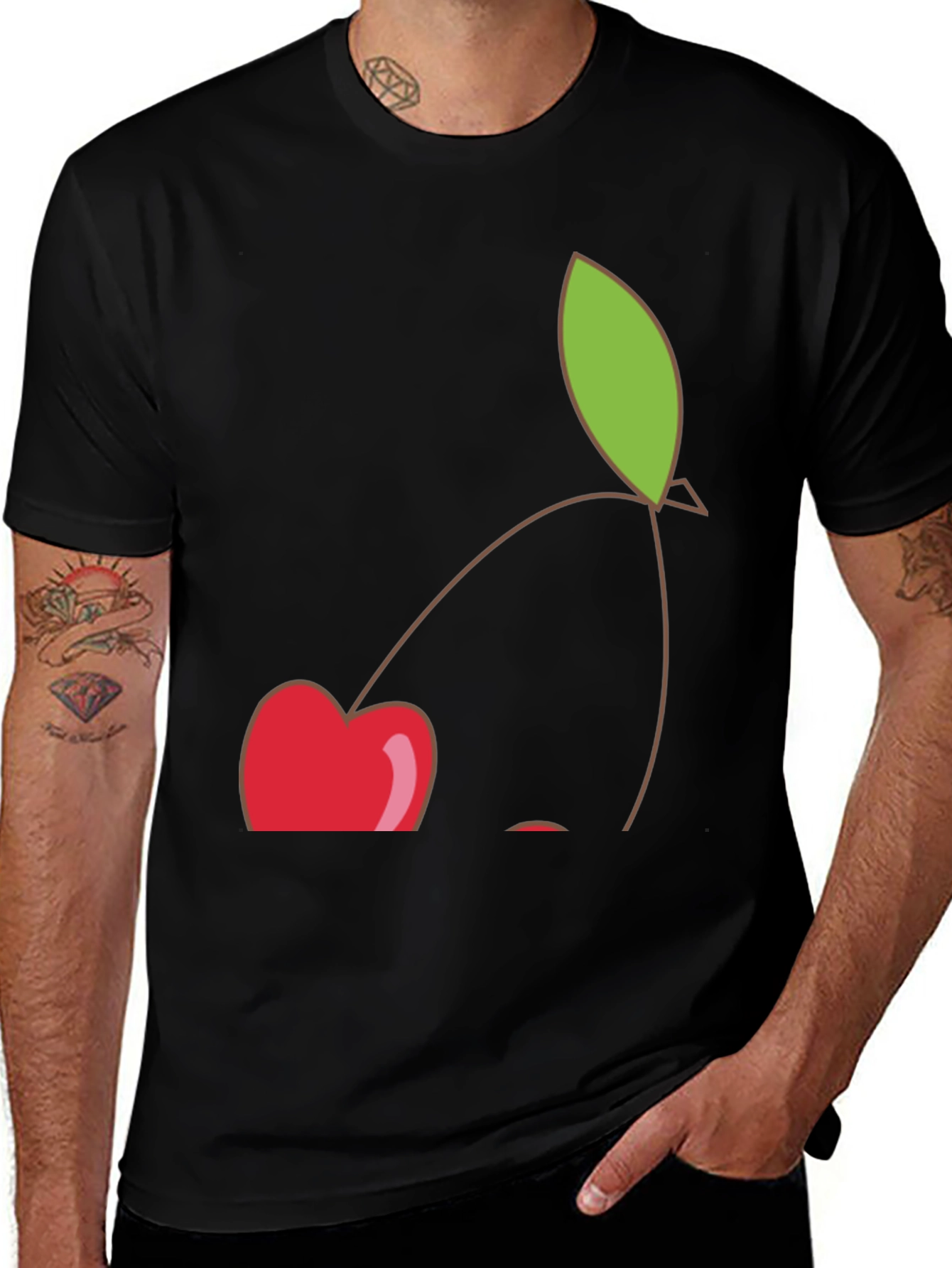 Variant 29 of Cherry Graphic Black T-Shirt - Casual Style
