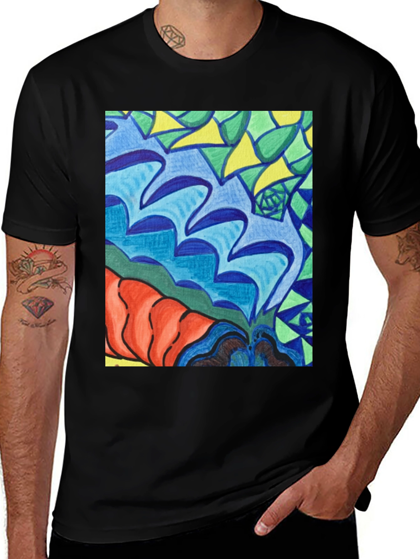 Variant 9 of Abstract Art Tee - Bold Colors, Unique Design