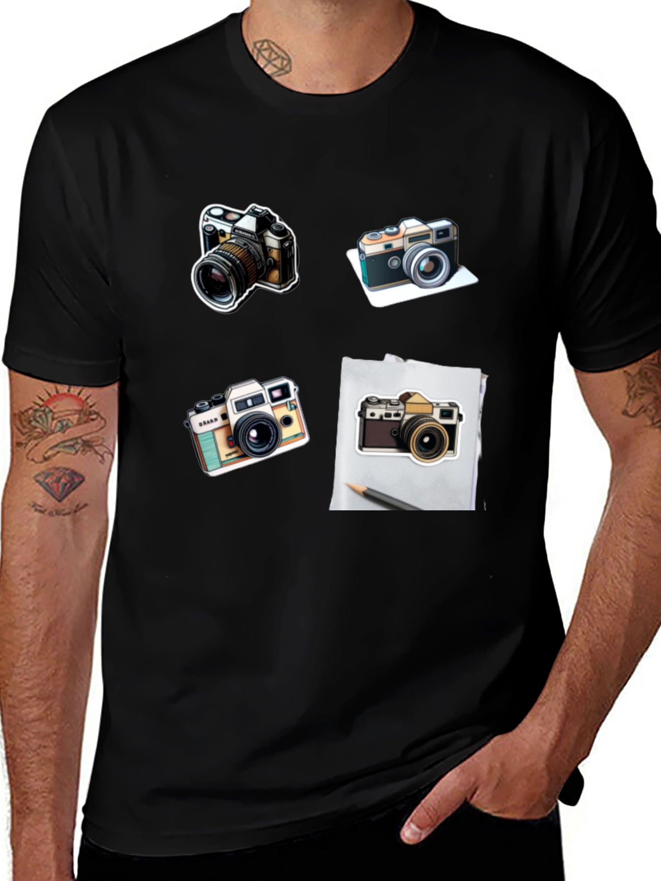 Variant 4 of Camera Print Black T-Shirt