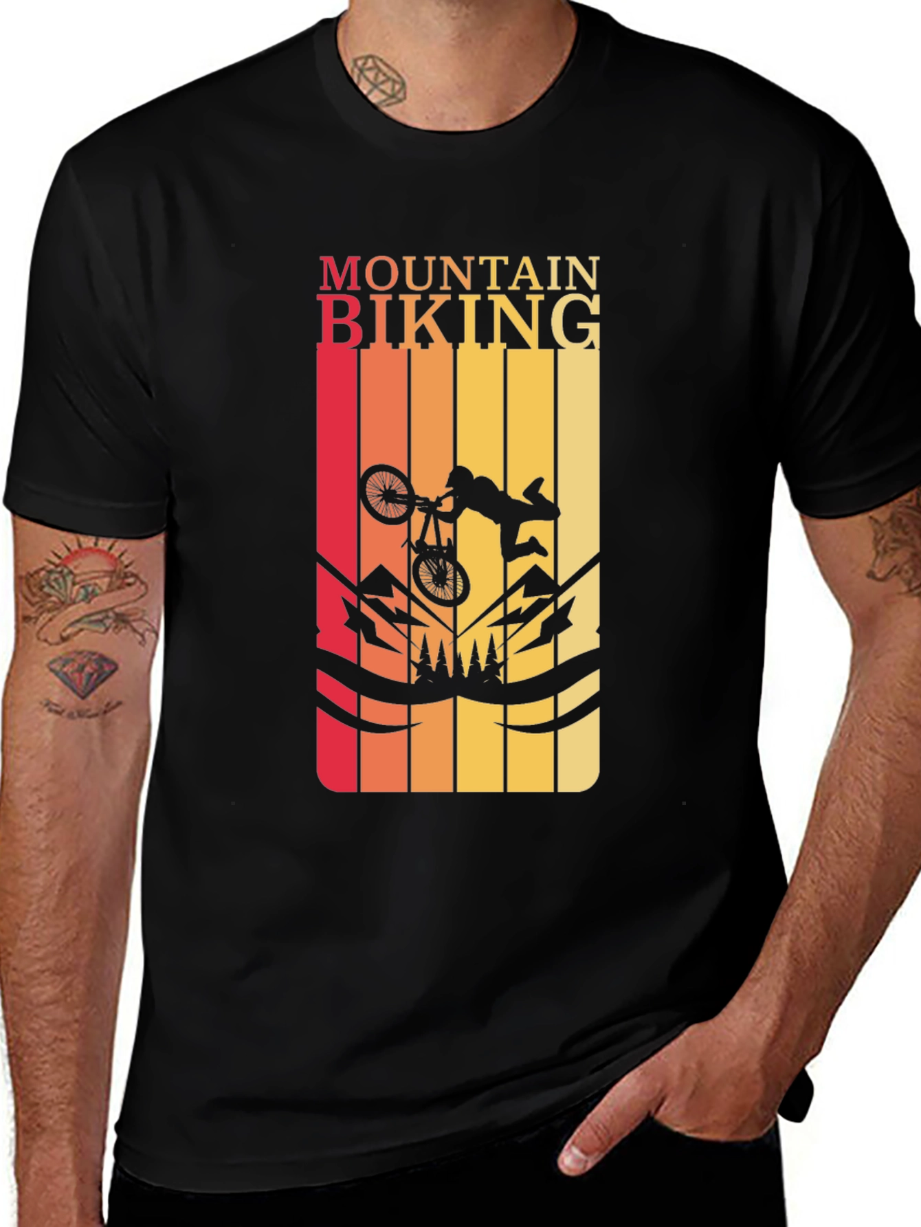 Mountain Biking Graphic Tee - Black T-Shirt