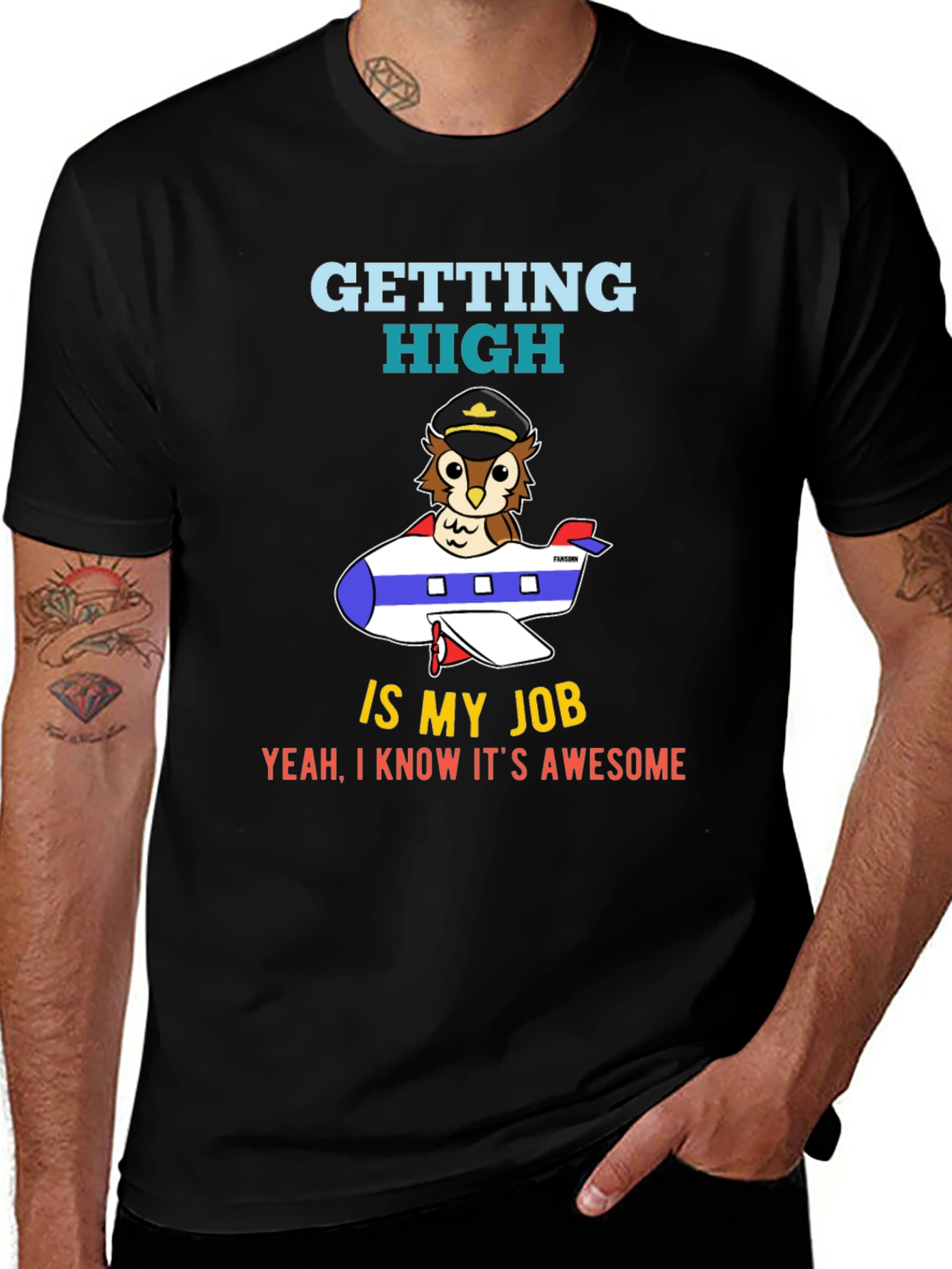 Pilot Owl T-Shirt - Getting High is My Job