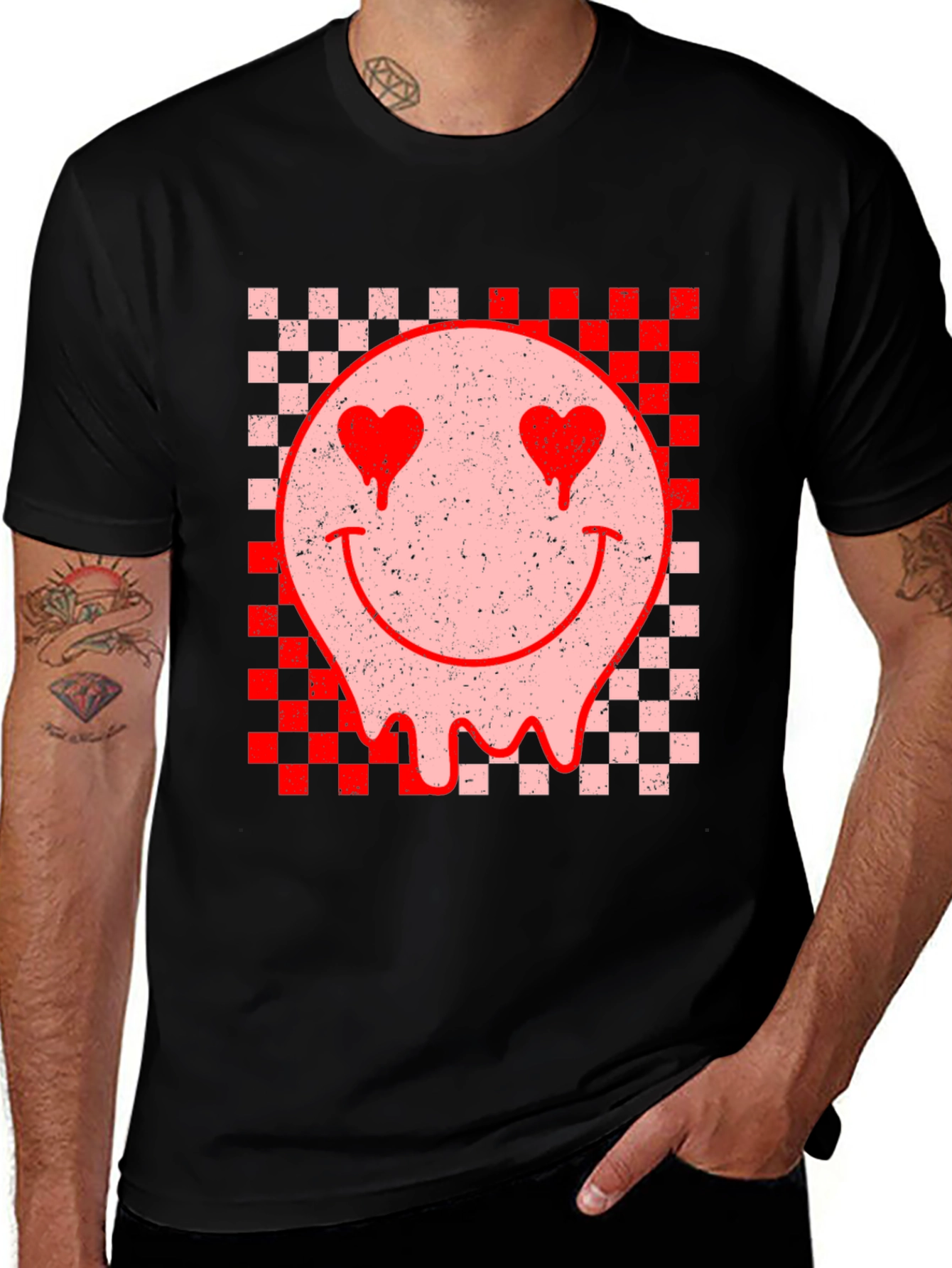 Variant 5 of Melty Smiley Face Tee - Checkerboard Valentine's Shirt