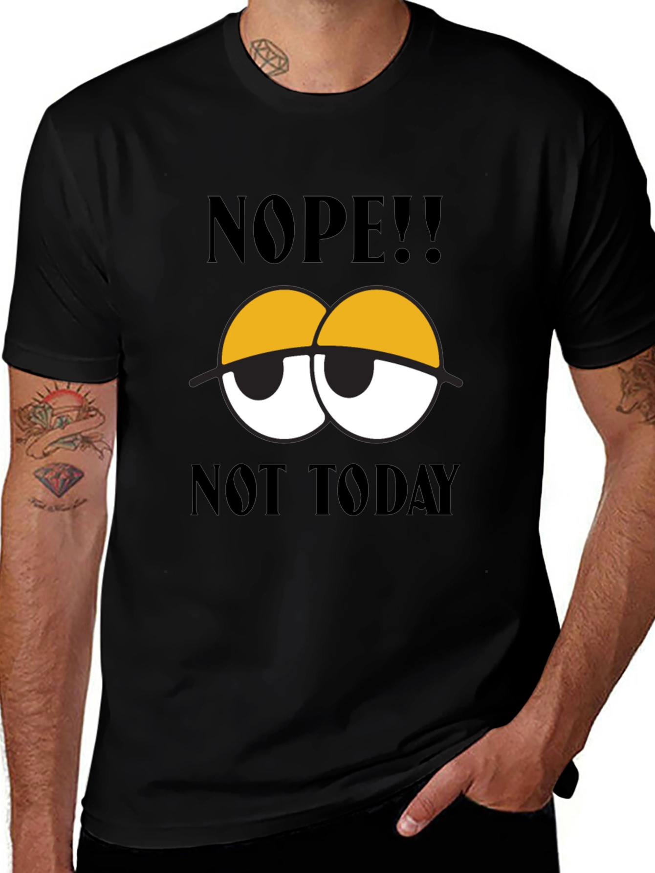 Variant 21 of Nope Not Today Graphic Tee - Men's Black Cotton T-Shirt