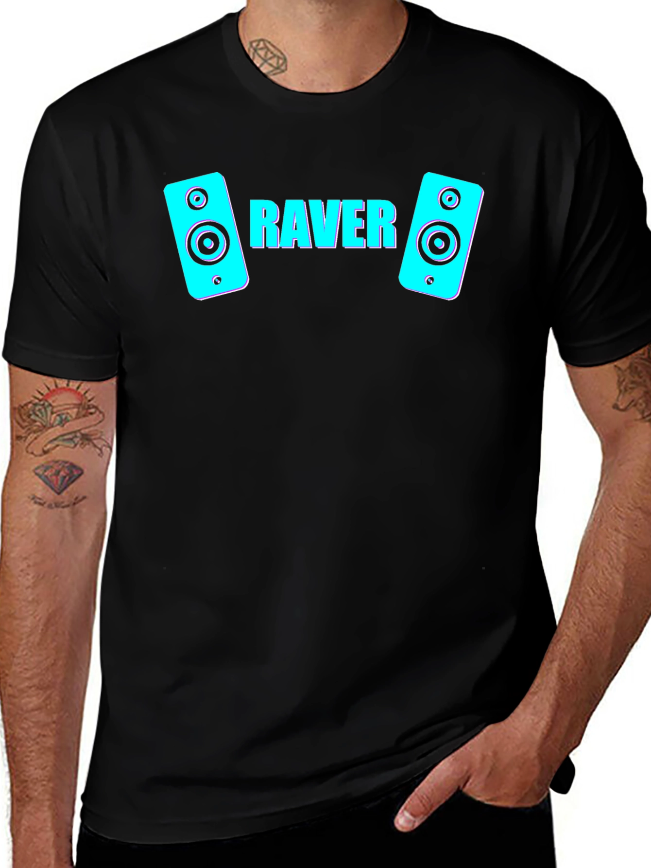 Variant 15 of Raver Graphic Tee - Black Crewneck T-Shirt