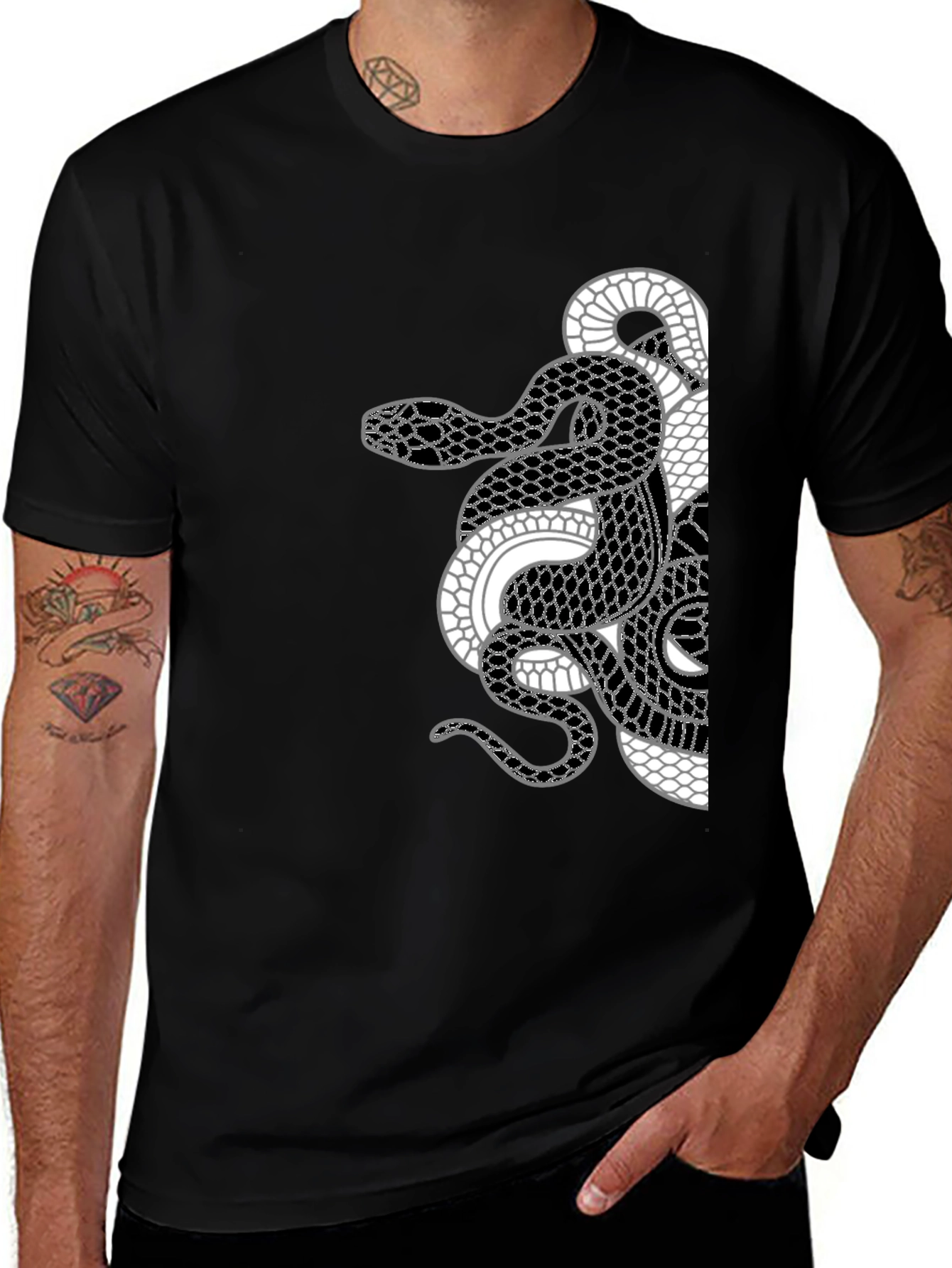Variant 18 of Black Snake Graphic Tee - Stylish Men's T-Shirt