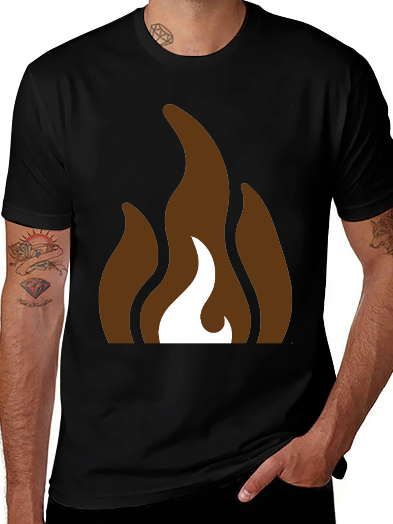 Variant 2 of Brown Flames Graphic Black T-Shirt