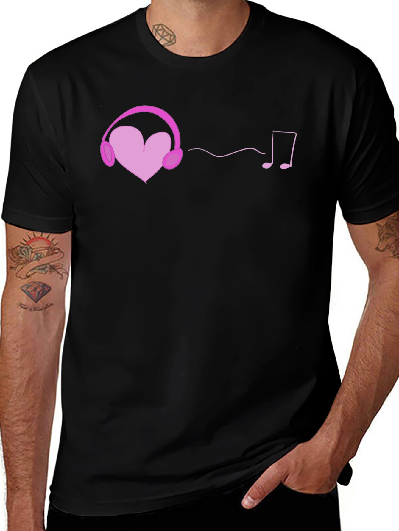 Variant 17 of Heart Headphones Graphic Tee - Music Lover T-Shirt