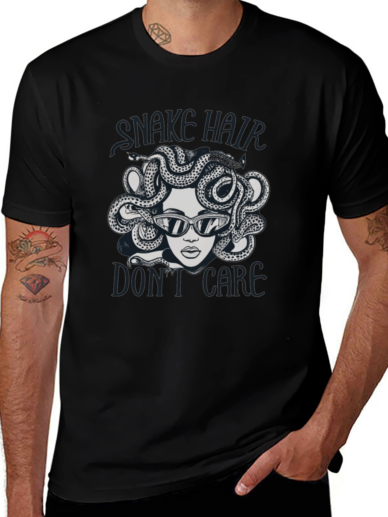 Variant 6 of Medusa Snake Hair Don't Care Graphic Tee
