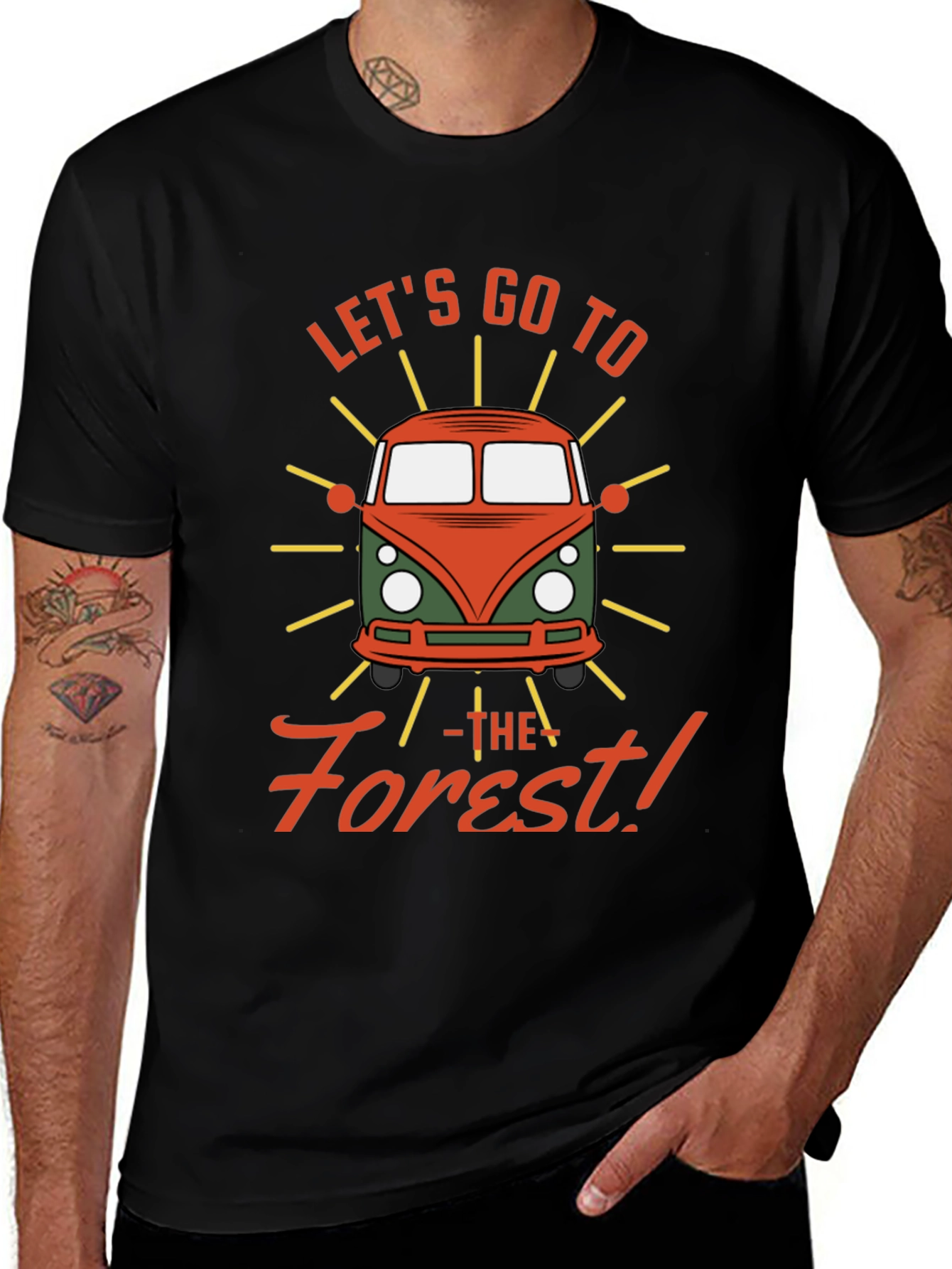 Variant 5 of Let's Go to the Forest Retro Camper Van Graphic Tee