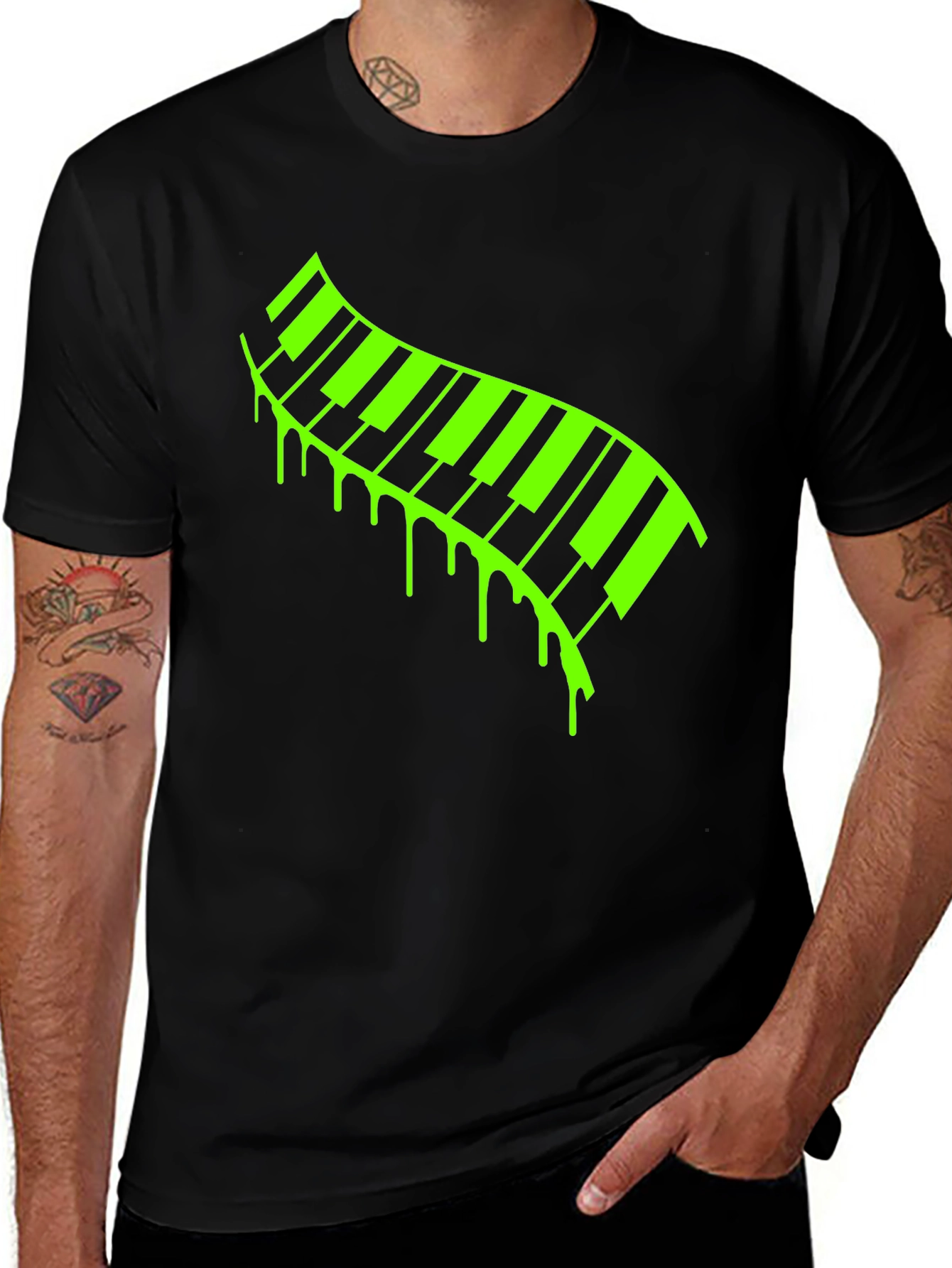 Variant 15 of Neon Drip Piano Keys T-Shirt - Musical Style
