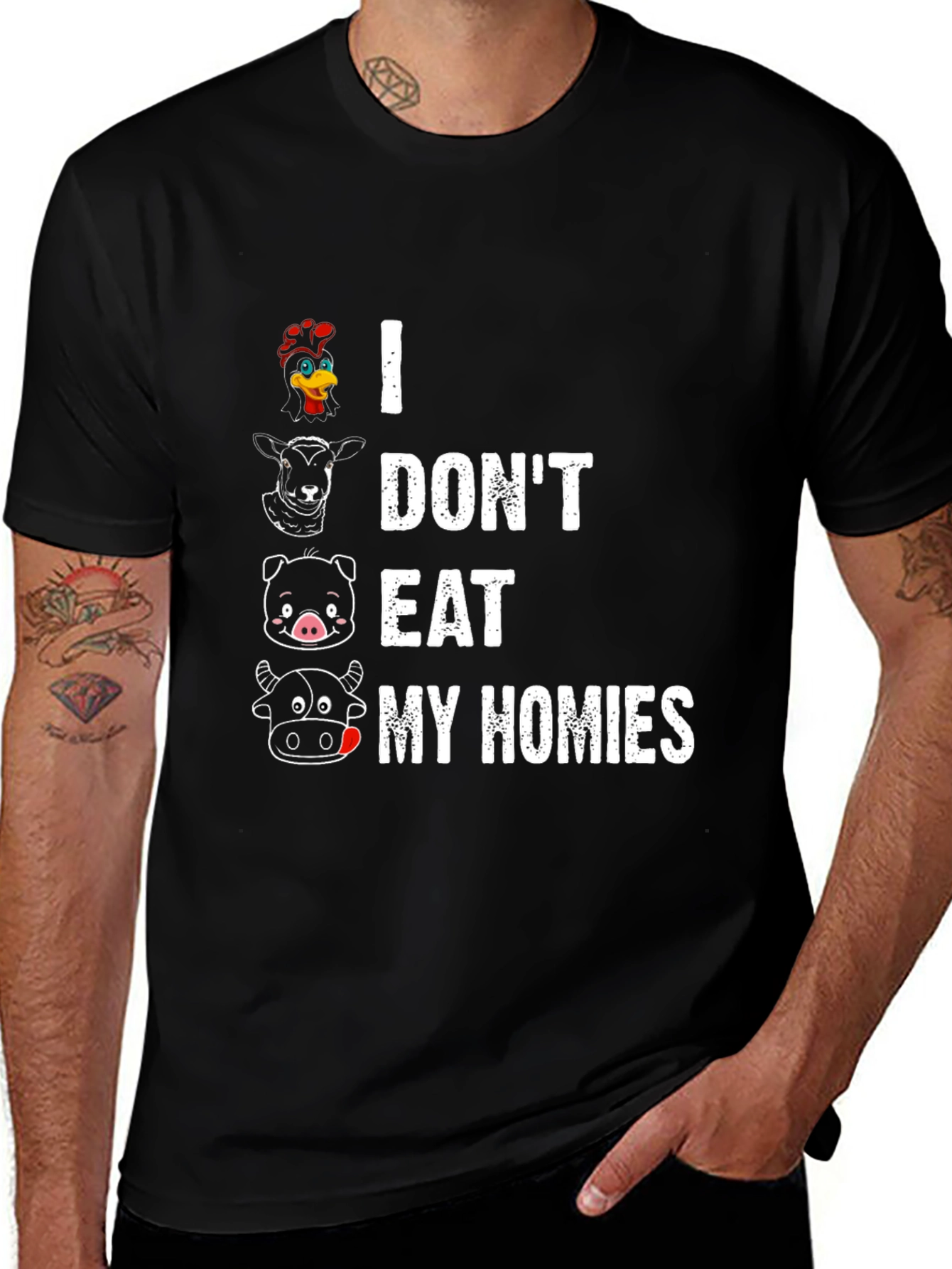 Variant 24 of Vegan T-Shirt - I Don't Eat My Homies - Animal Lover Tee