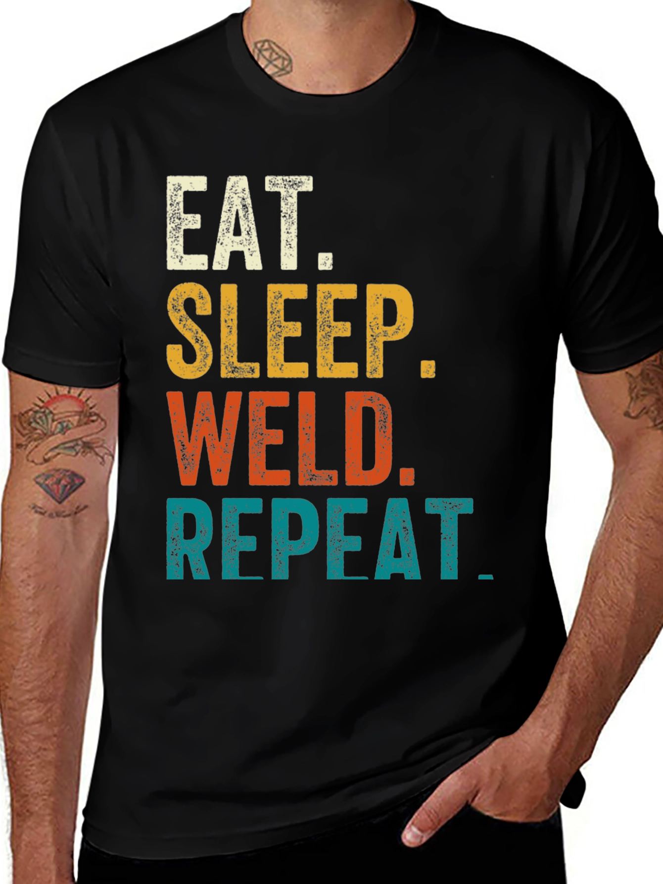 Variant 21 of Eat Sleep Weld Repeat T-Shirt Black