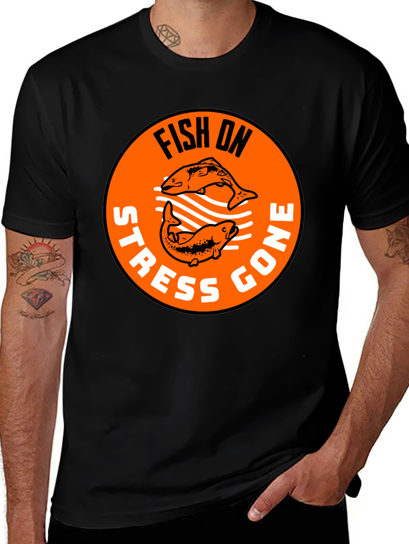 Variant 25 of Fish On Stress Gone Graphic T-Shirt Fishing Lover Tee