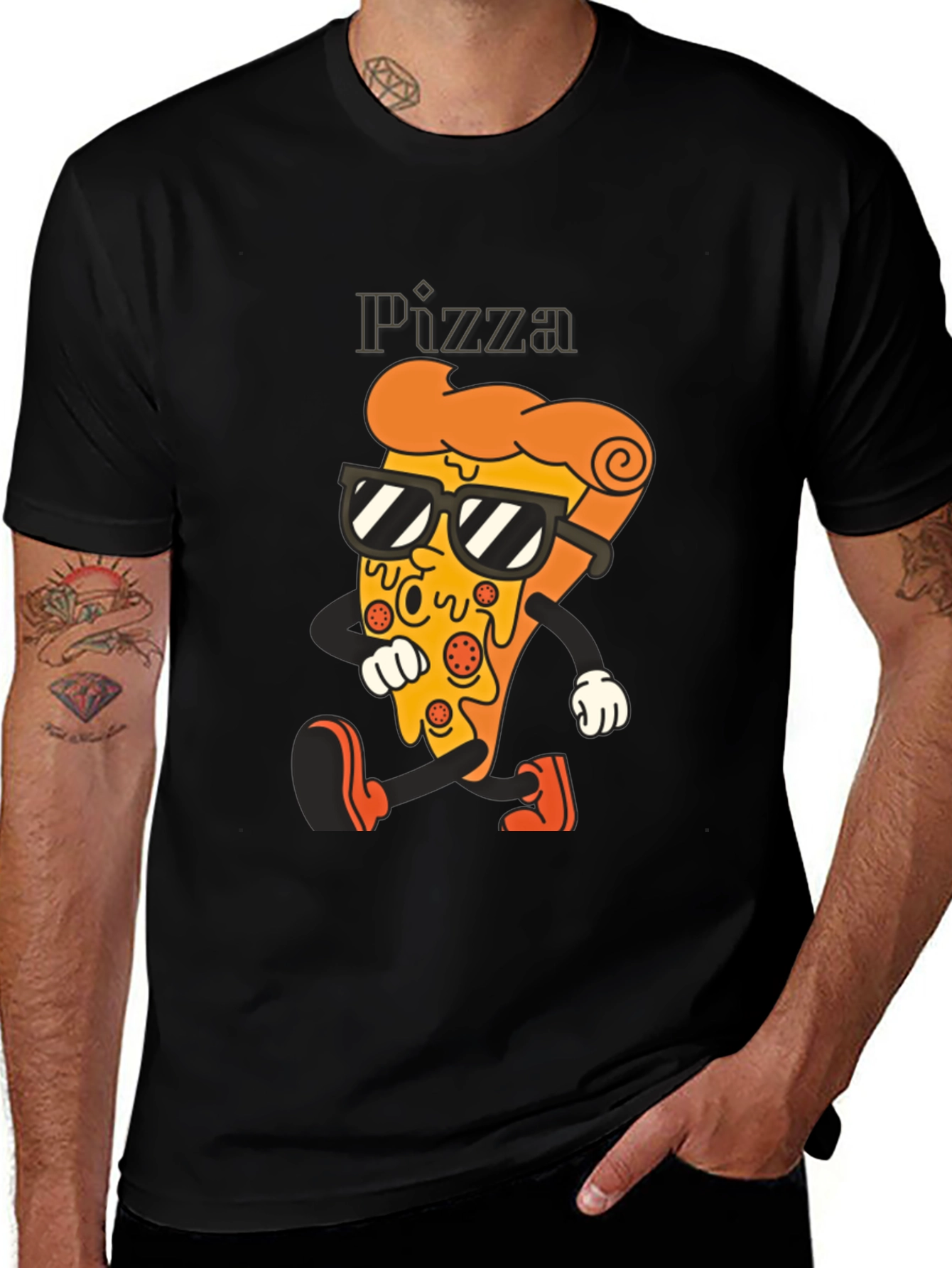 Variant 21 of Cool Pizza Slice Graphic Tee - Black T-Shirt