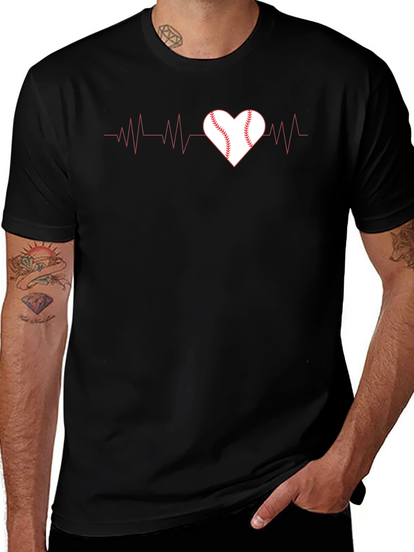 Variant 11 of Baseball Heartbeat Graphic Tee - Love of the Game!