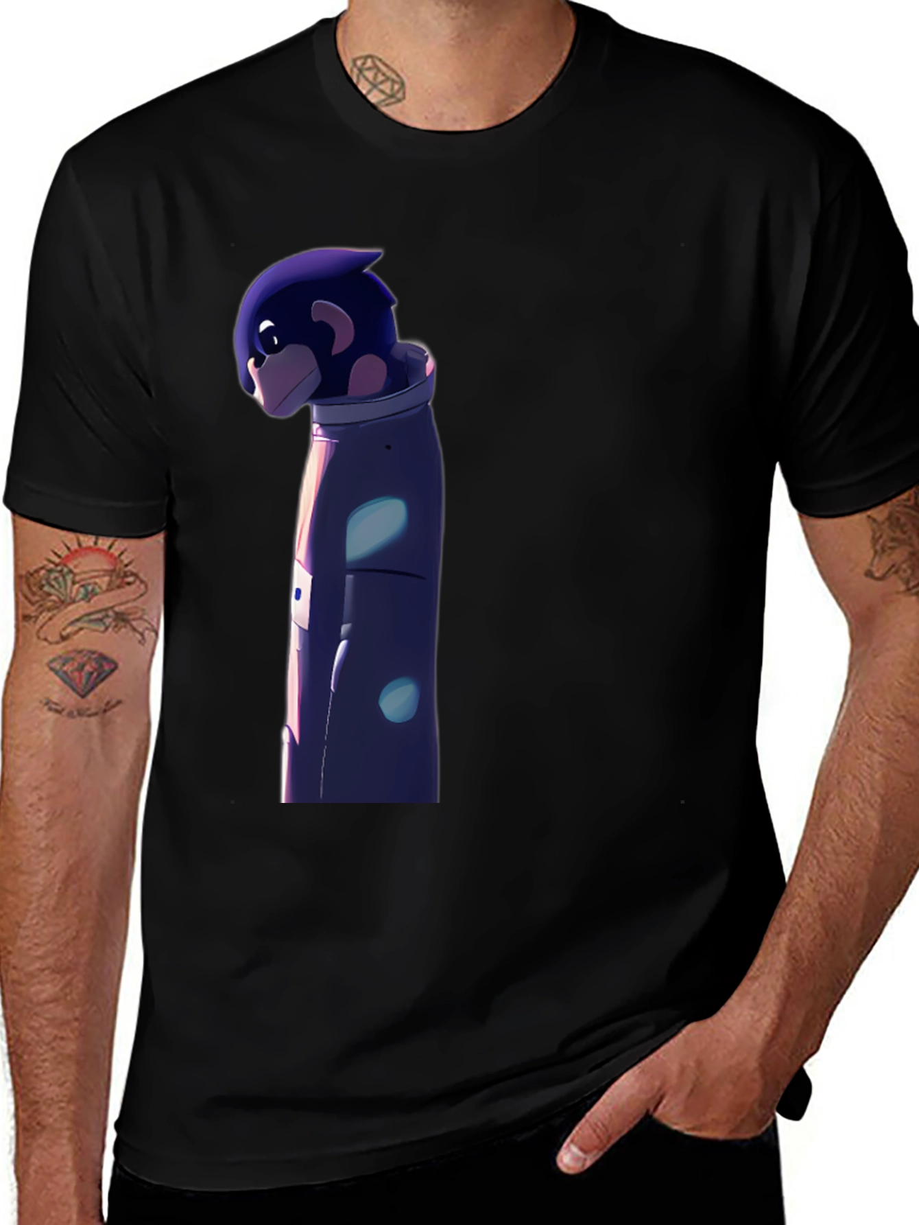 Variant 23 of Astronaut Character Graphic Black T-Shirt