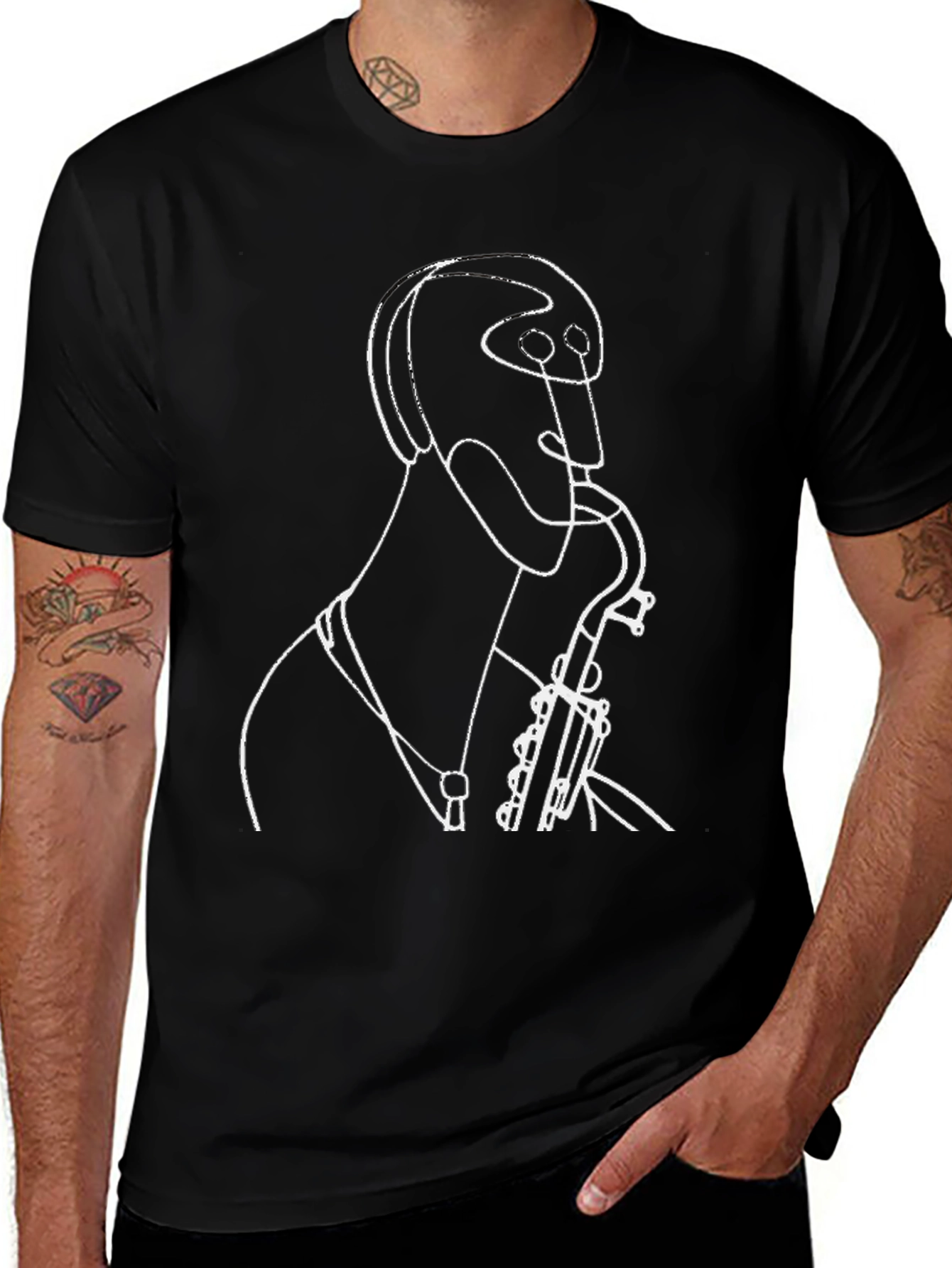 Variant 11 of Saxophone Player Graphic Tee - Modern Art T-Shirt