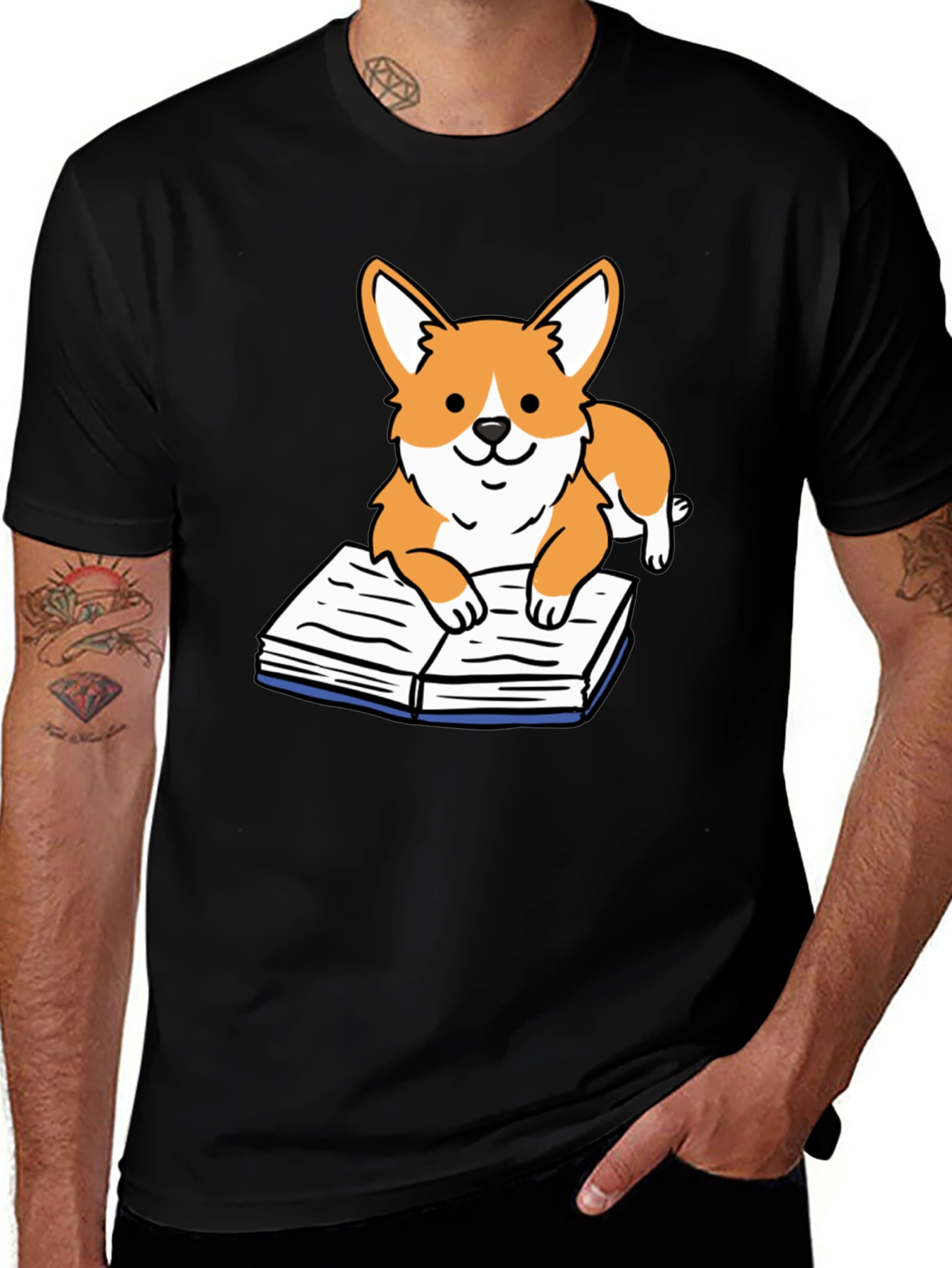 Variant 26 of Corgi Reading Book T-Shirt