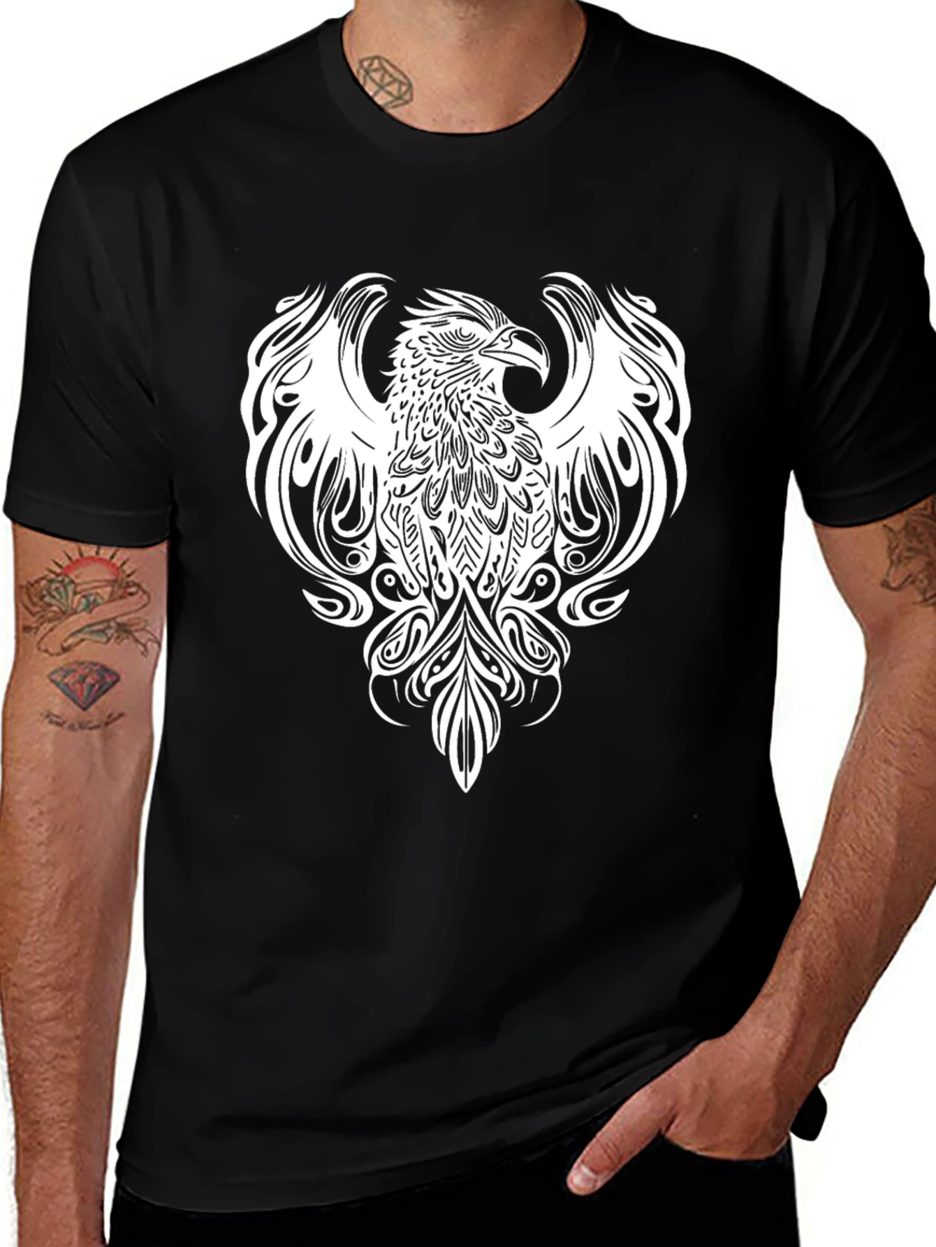Variant 16 of Phoenix Graphic Tee - Stylish Black Cotton Blend Shirt