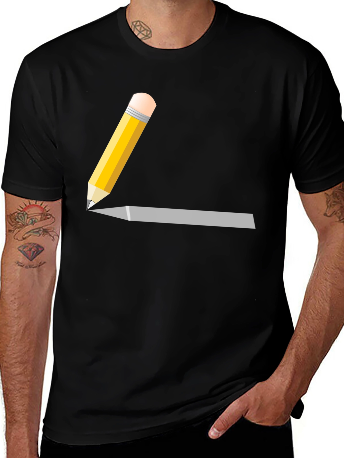 Variant 17 of Pencil Graphic Black T-Shirt - Artsy Style