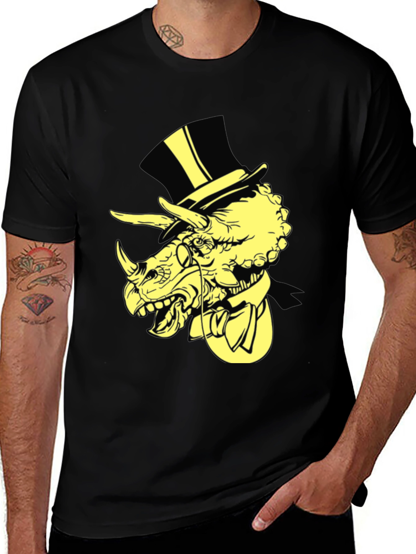 Dapper Dino T-Shirt - Stylish Triceratops Top Hat Design