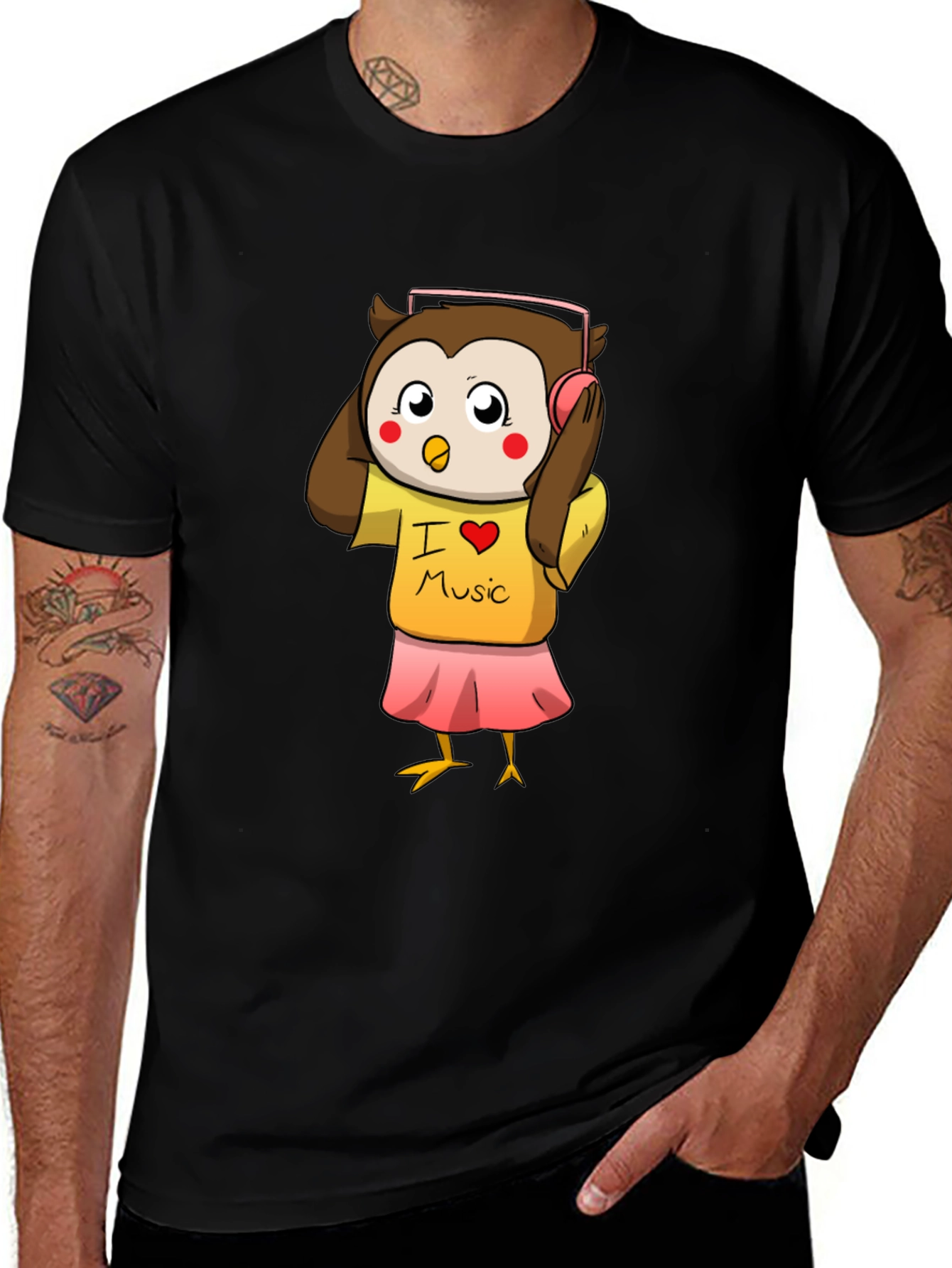 Variant 18 of Owl I Love Music Black T-Shirt