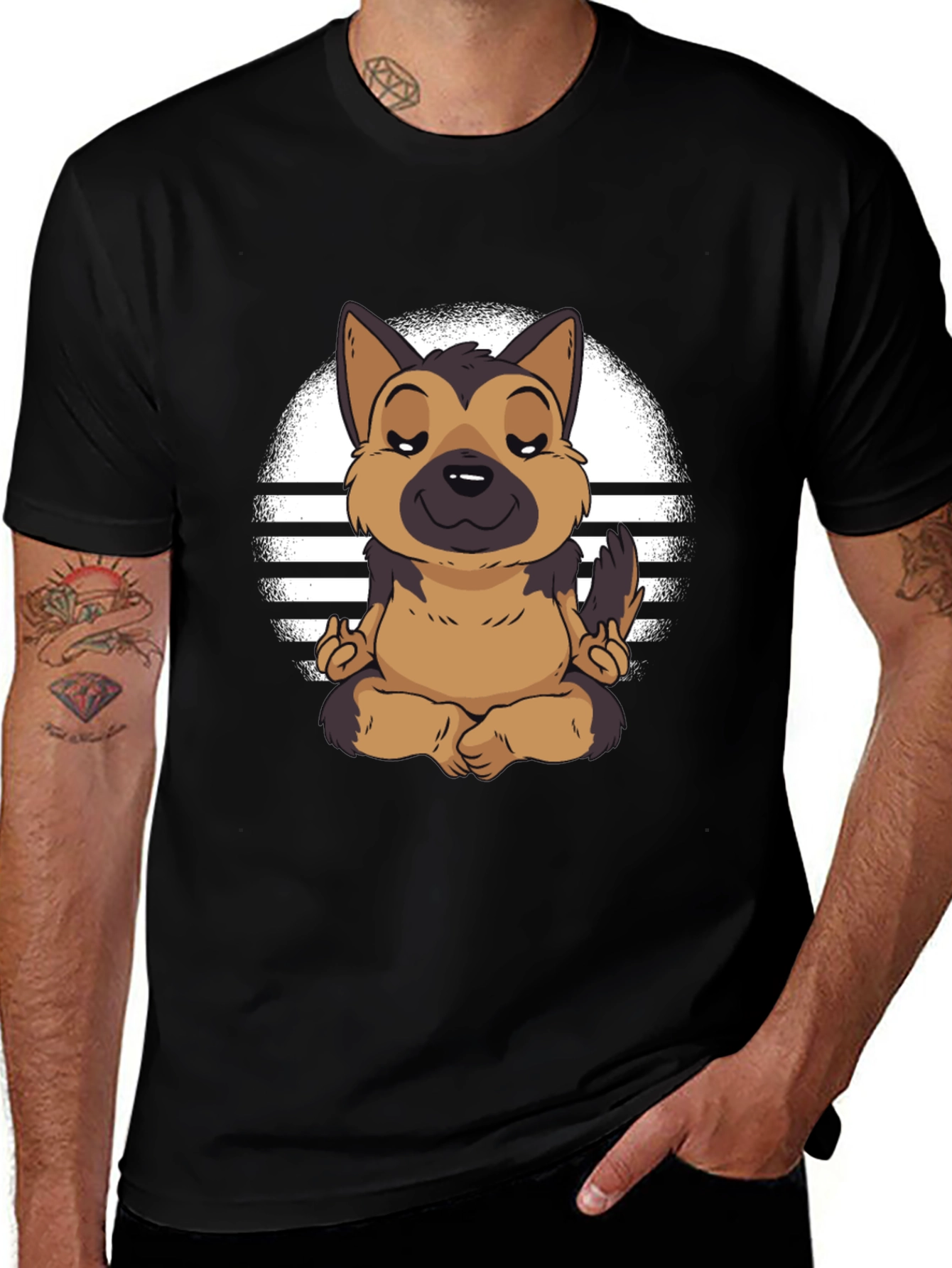 Variant 9 of Zen Dog T-Shirt - Meditating German Shepherd