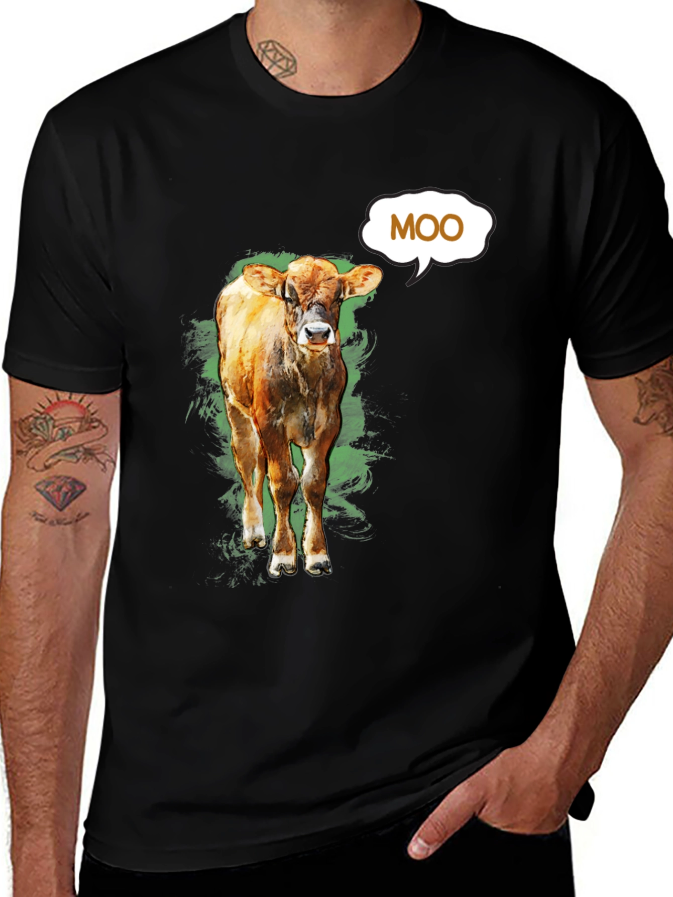 Variant 17 of Moo Cow Graphic Tee - Black Cotton T-Shirt
