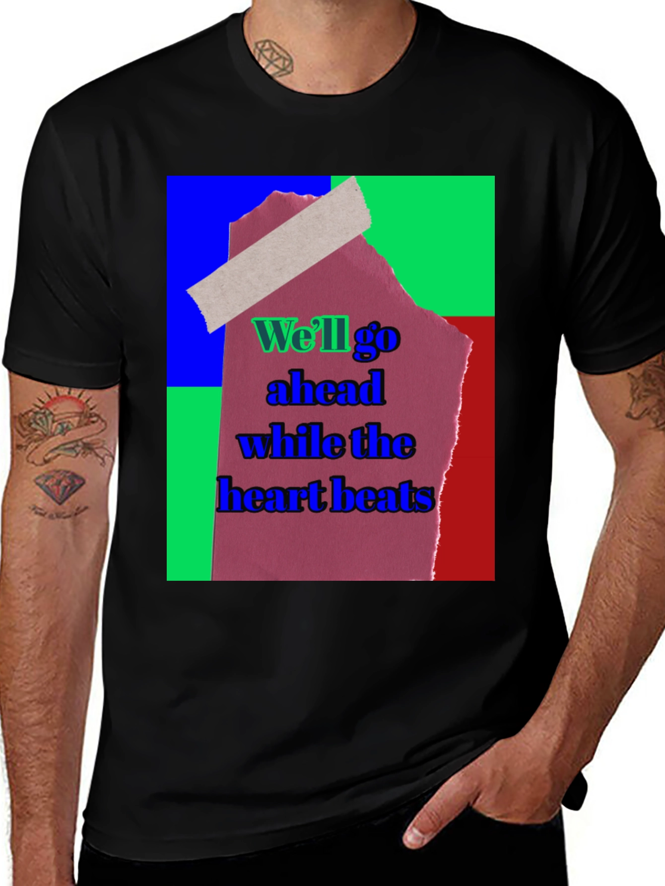 Variant 28 of Abstract Graphic Tee - "We'll Go Ahead While The Heart Beats"