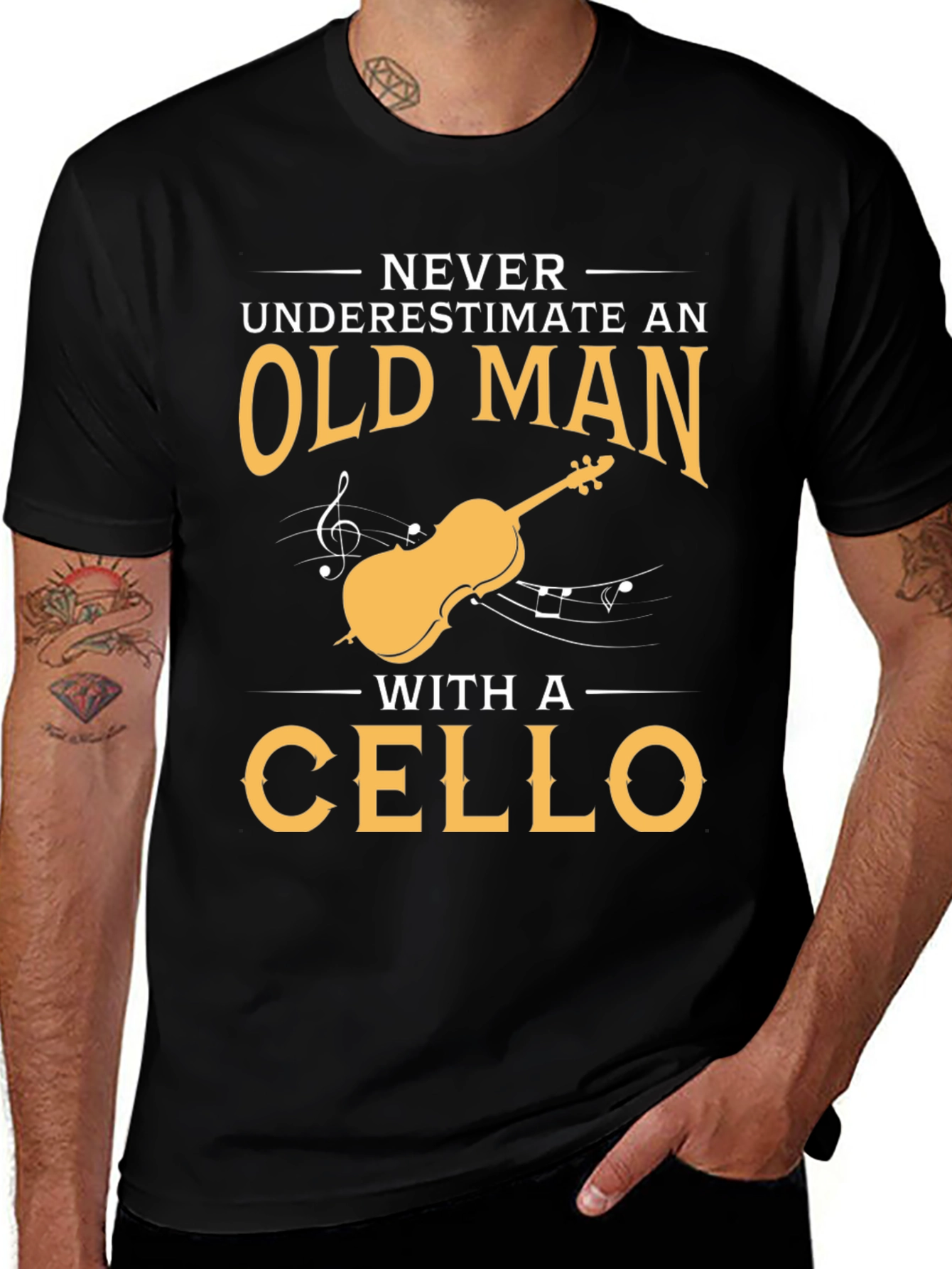 Variant 5 of Never Underestimate Old Man with Cello T-Shirt