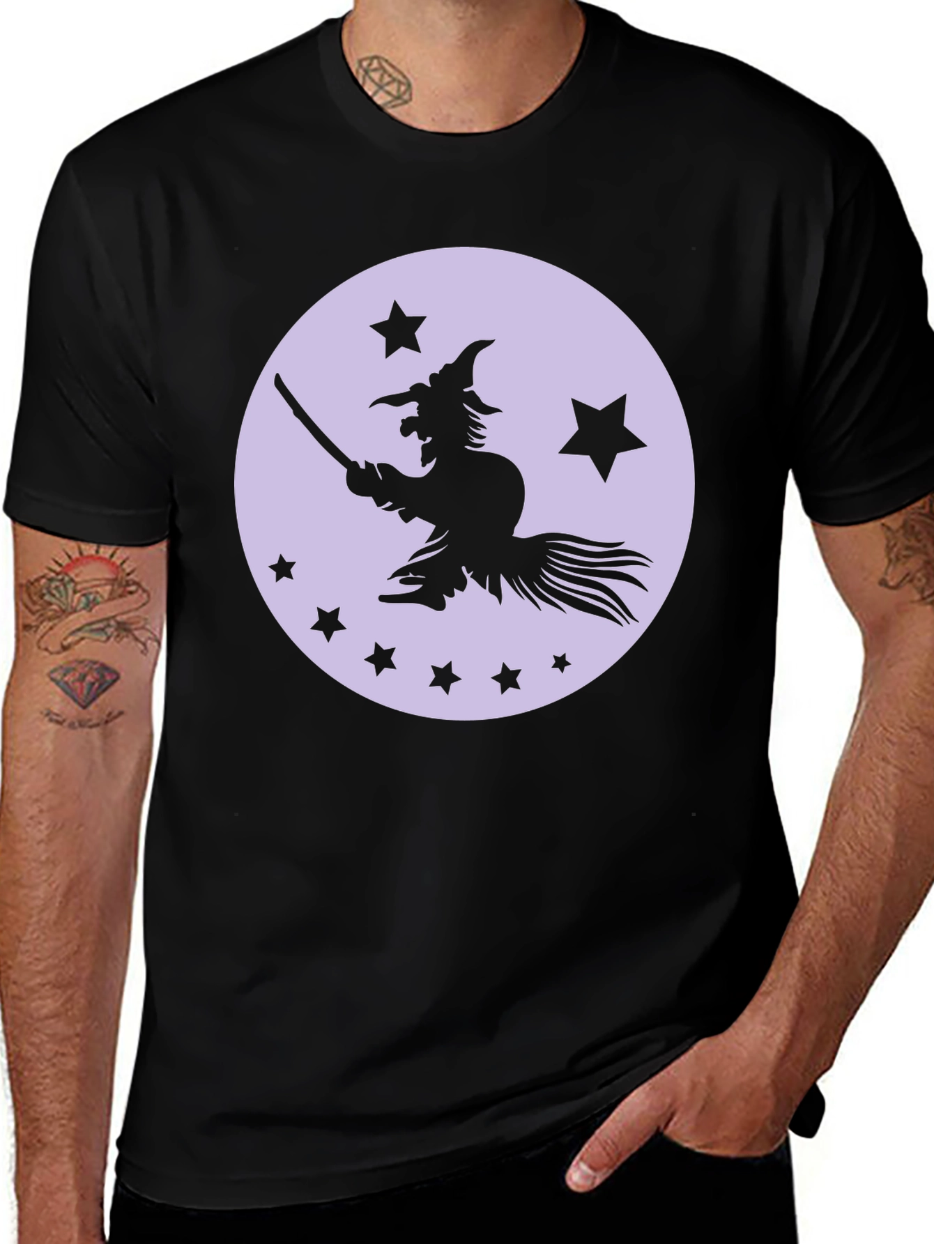 Variant 16 of Witch & Stars Graphic Black T-Shirt