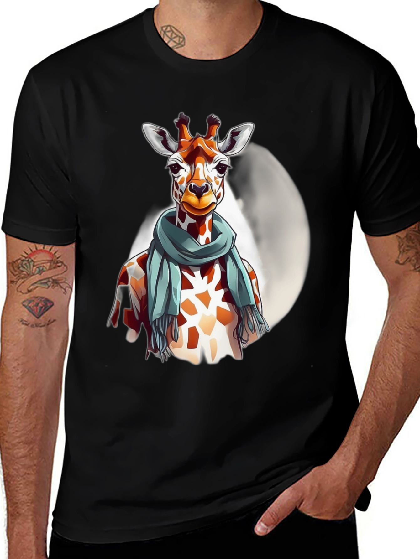 Black Giraffe Scarf Graphic Tee - Unique Design main image