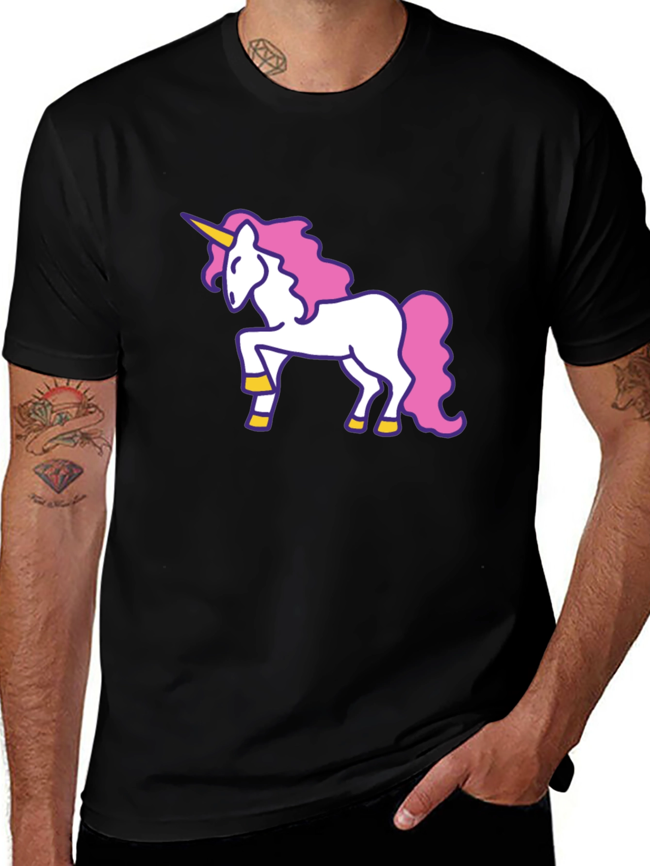 Variant 25 of Unicorn Graphic Tee - Black Cotton T-Shirt